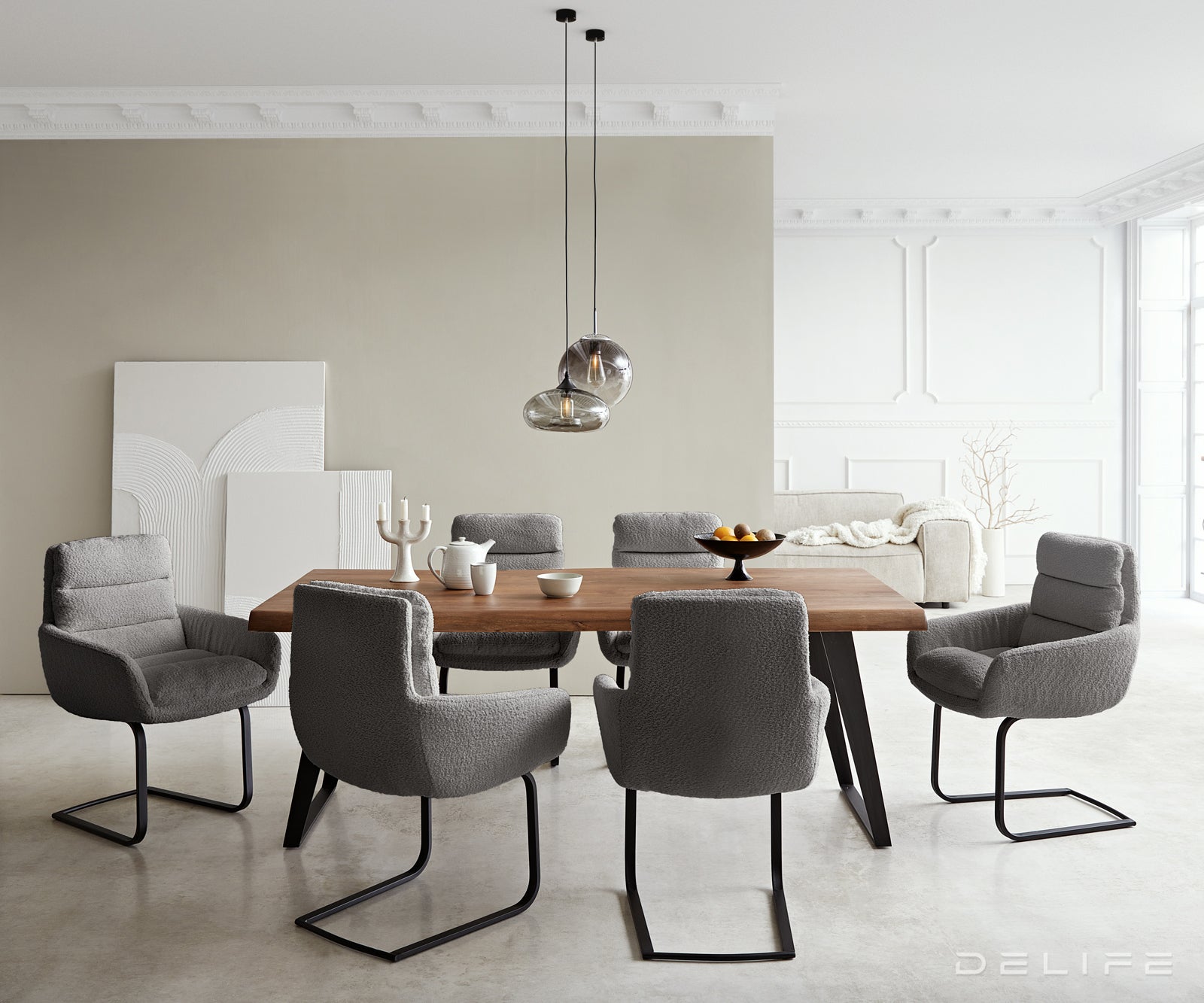 Jedilni stol Abelia z nasloni za roke, Material: Bukle