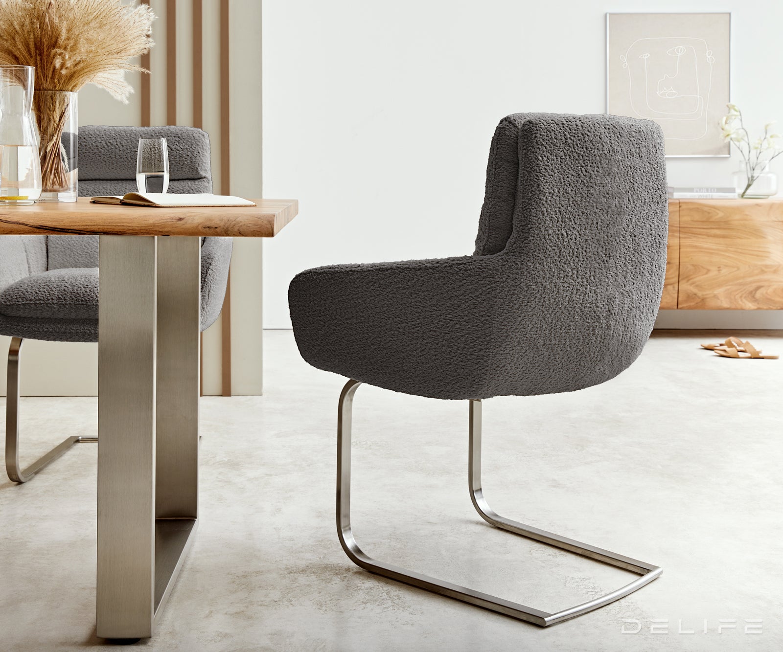 Jedilni stol Abelia z nasloni za roke, Material: Bukle