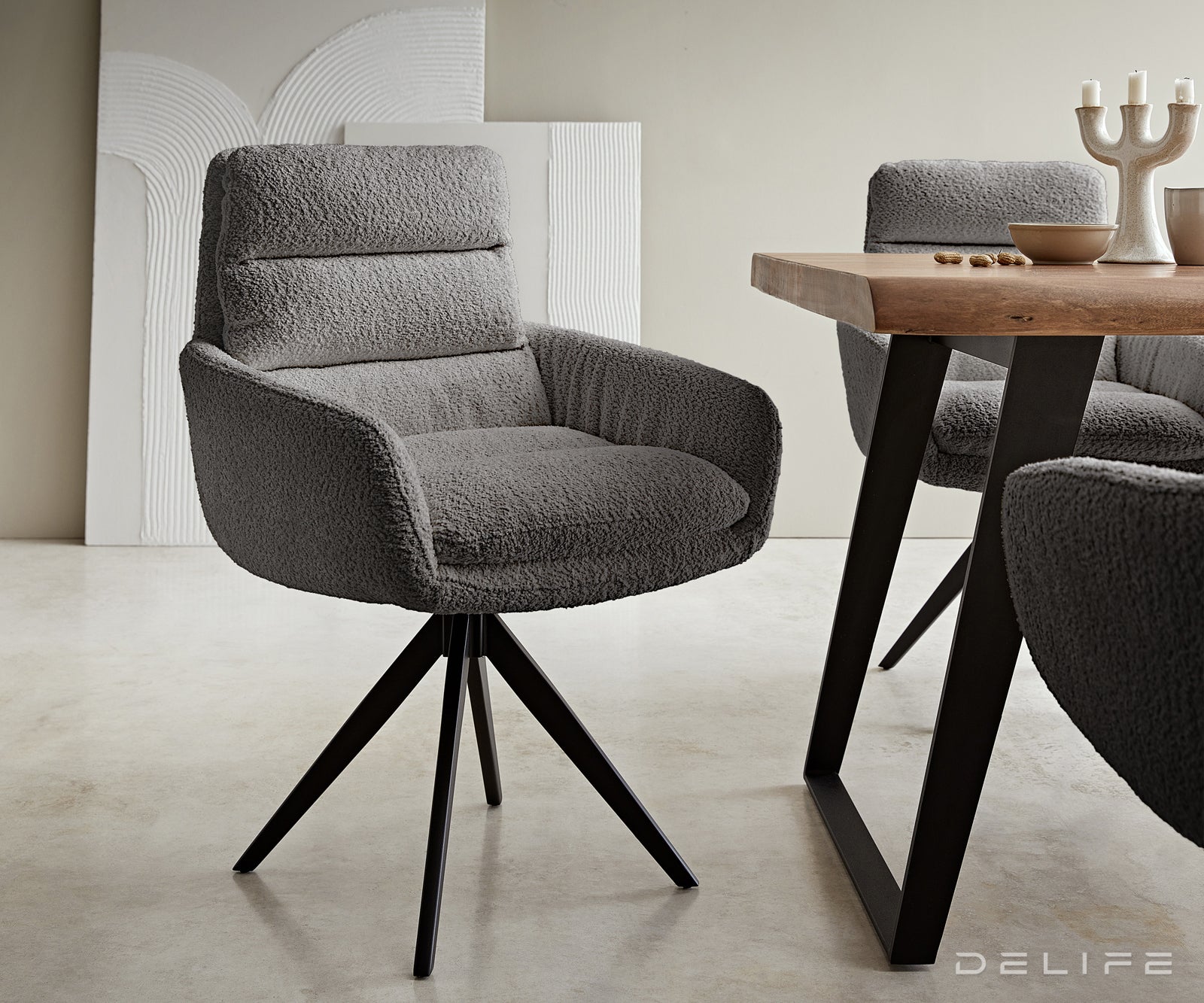 Jedilni stol Abelia z nasloni za roke, Material: Bukle