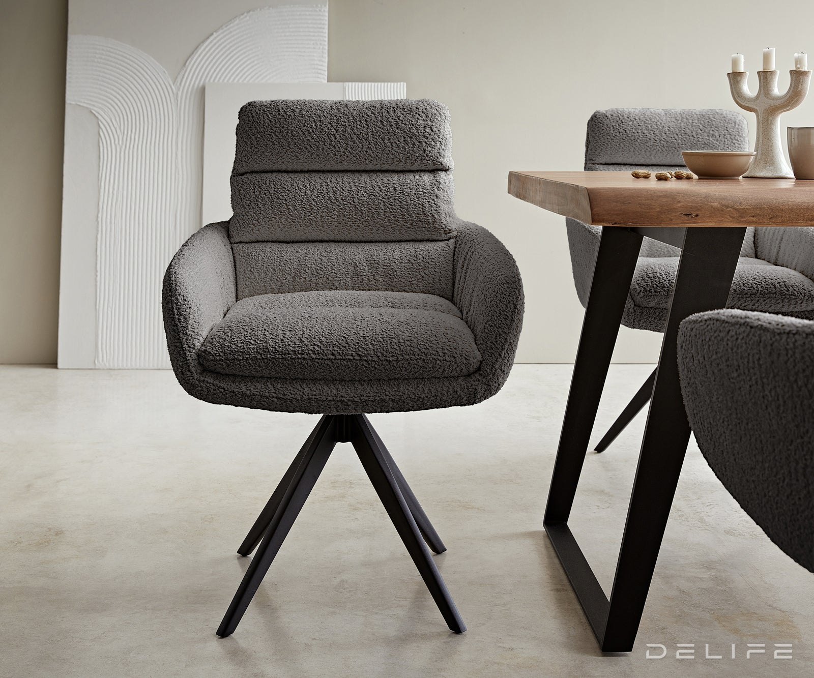 Jedilni stol Abelia z nasloni za roke, Material: Bukle