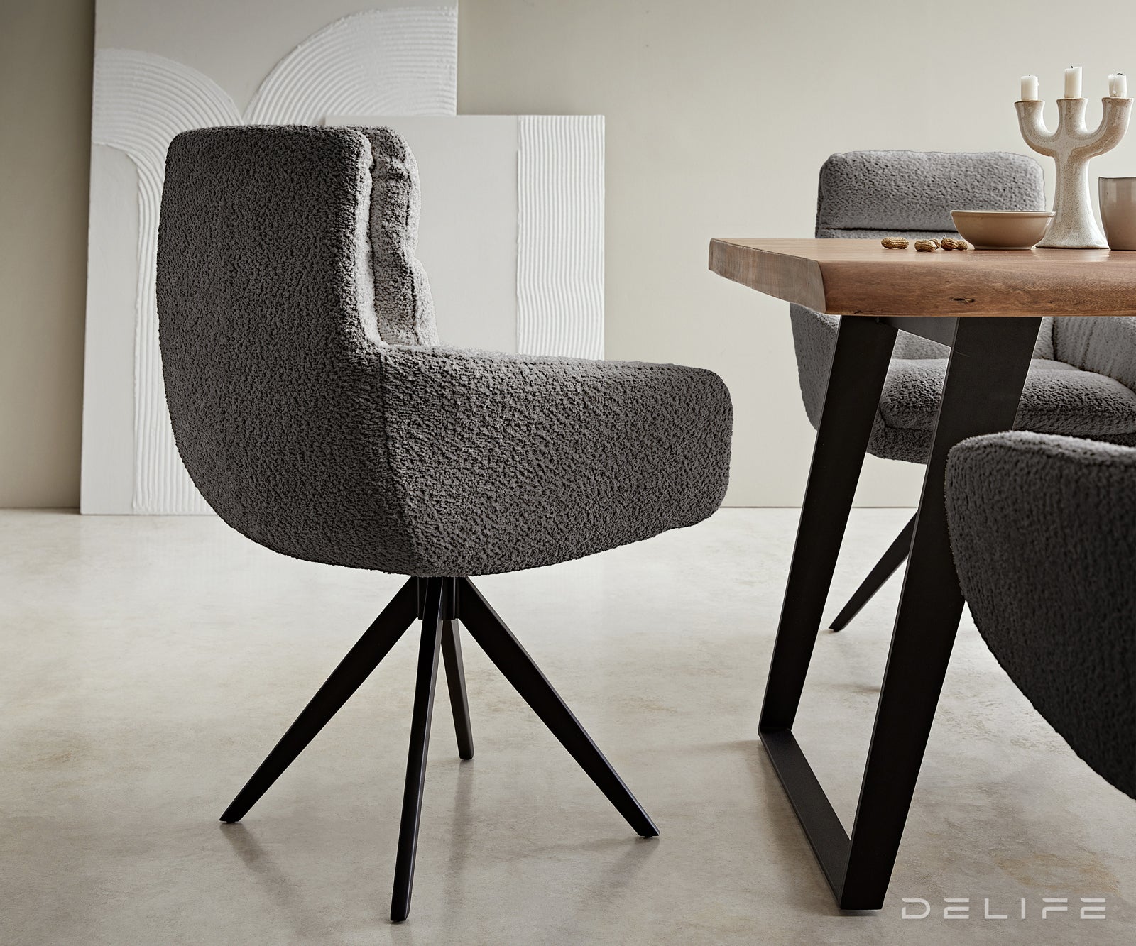 Jedilni stol Abelia z nasloni za roke, Material: Bukle