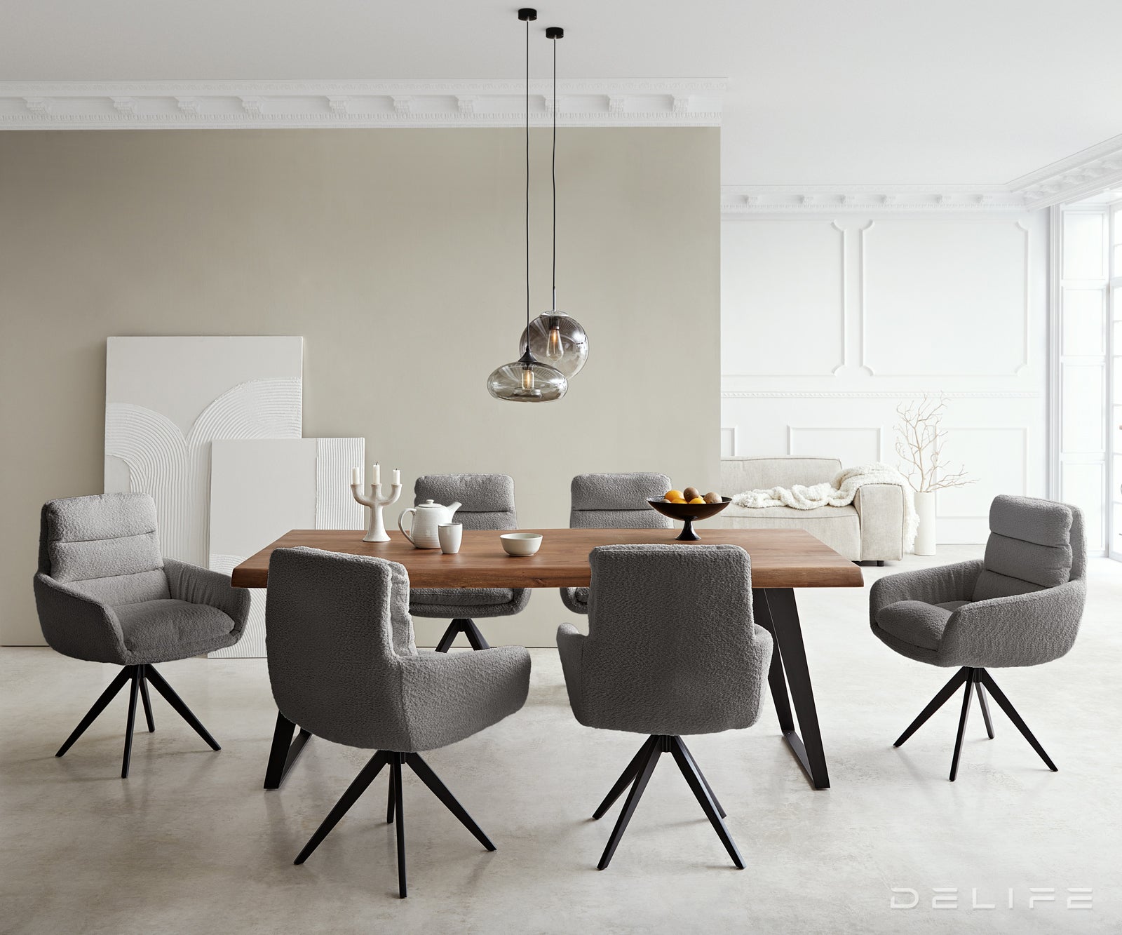 Jedilni stol Abelia z nasloni za roke, Material: Bukle