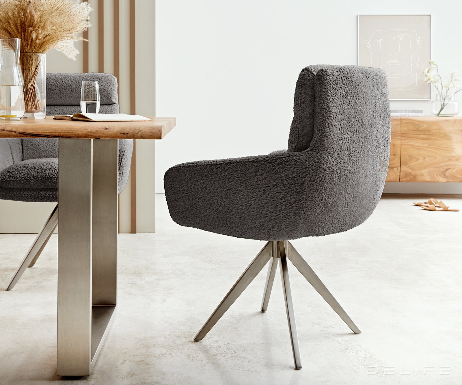 Jedilni stol Abelia z nasloni za roke, Material: Bukle