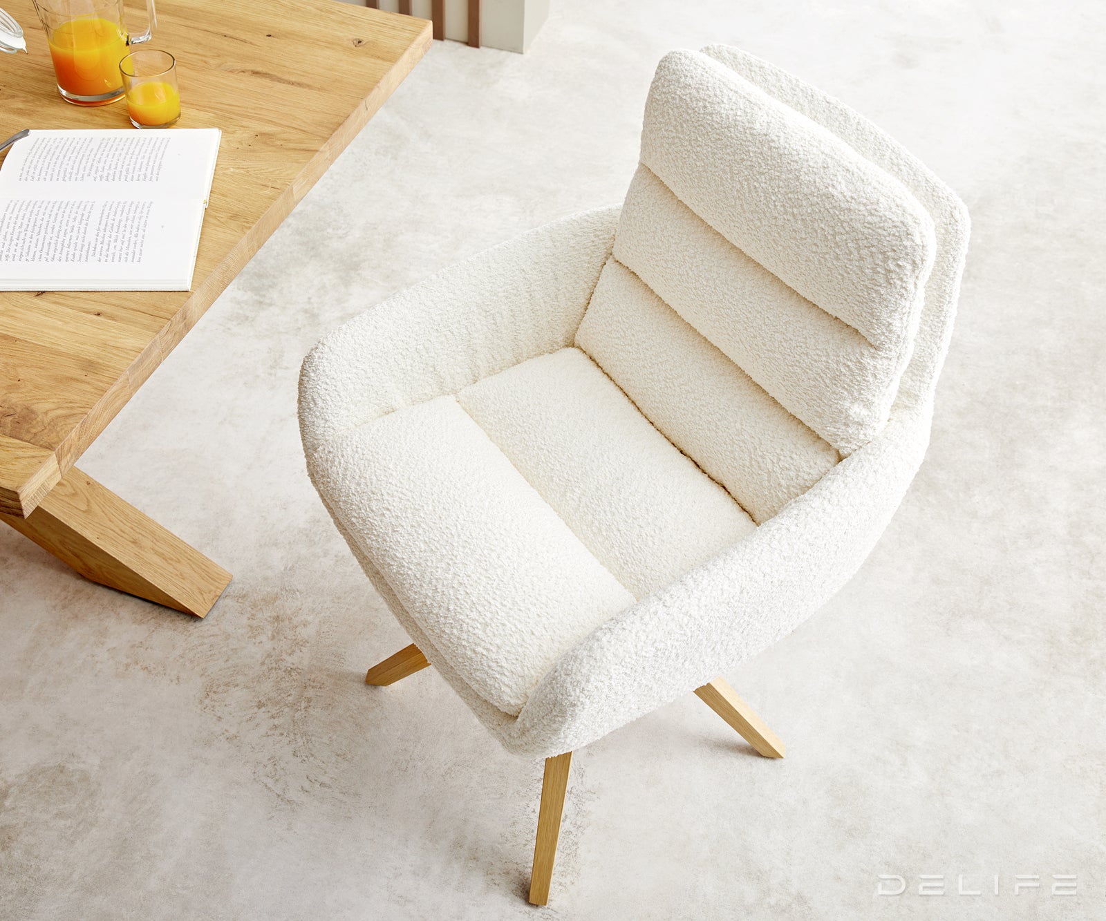 Jedilni stol Abelia z nasloni za roke, Material: Bukle