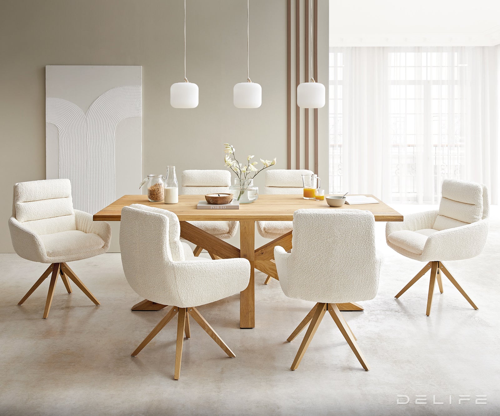 Jedilni stol Abelia z nasloni za roke, Material: Bukle