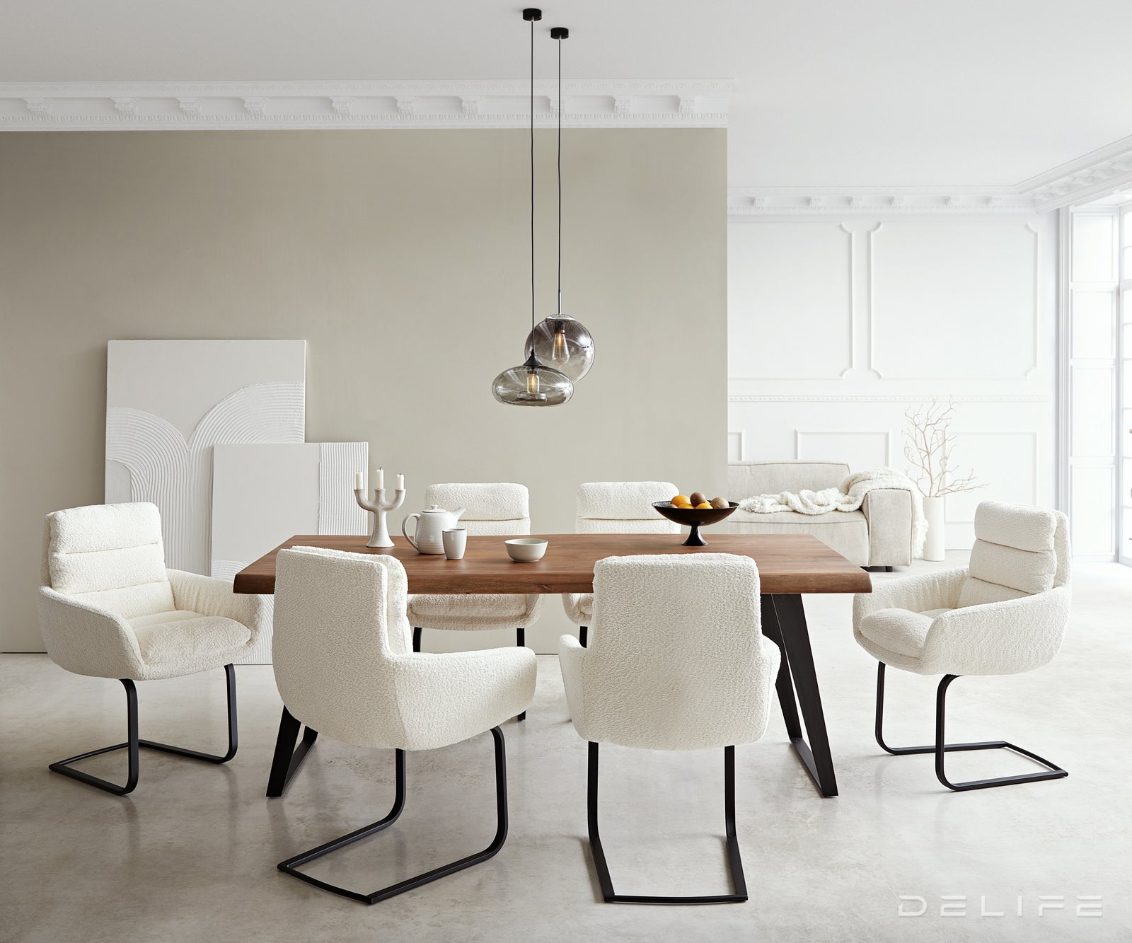 Jedilni stol Abelia z nasloni za roke, Material: Bukle