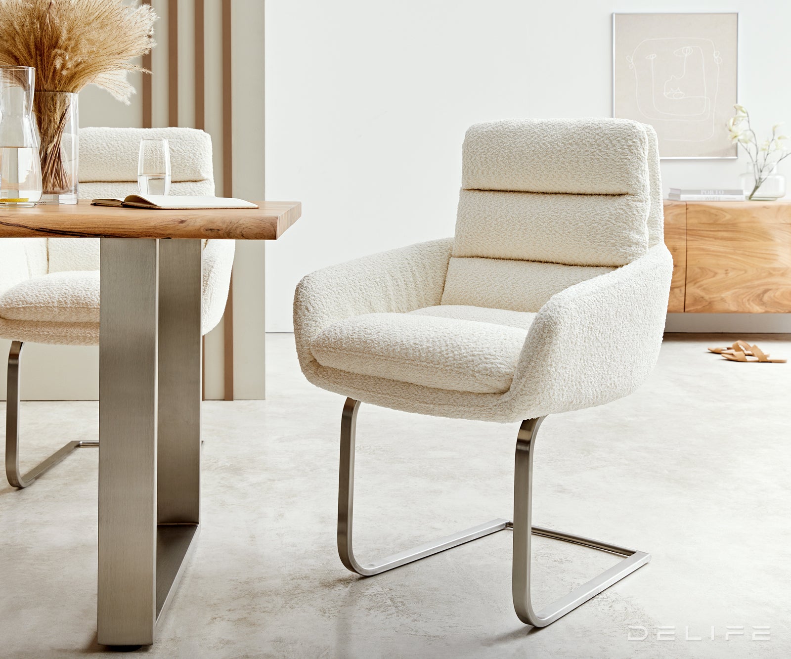 Jedilni stol Abelia z nasloni za roke, Material: Bukle