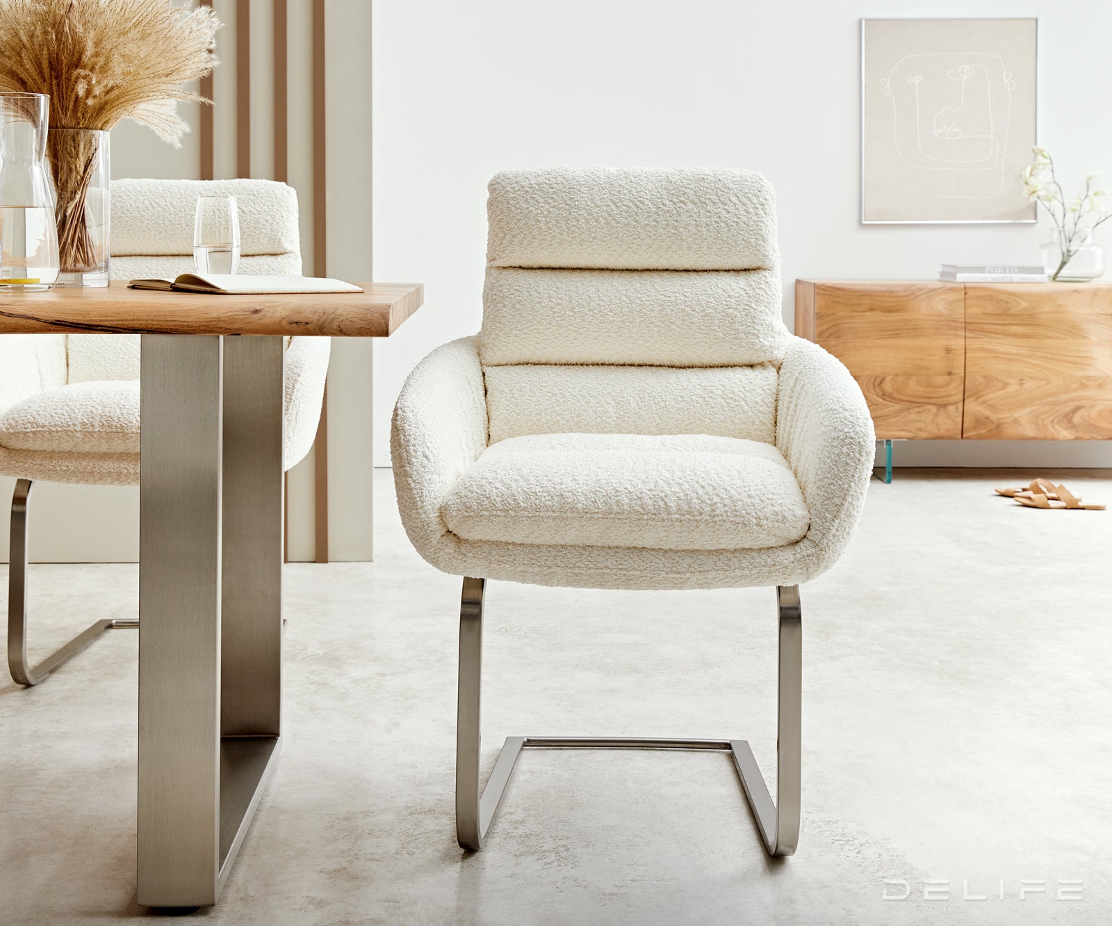 Jedilni stol Abelia z nasloni za roke, Material: Bukle