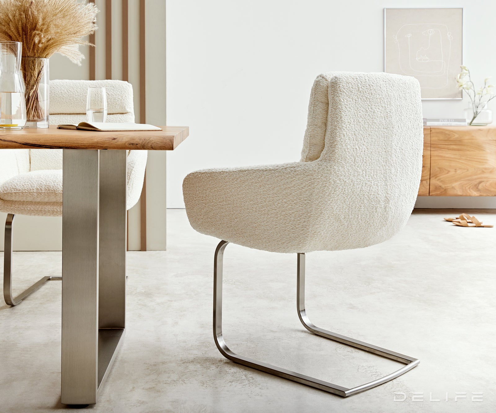 Jedilni stol Abelia z nasloni za roke, Material: Bukle