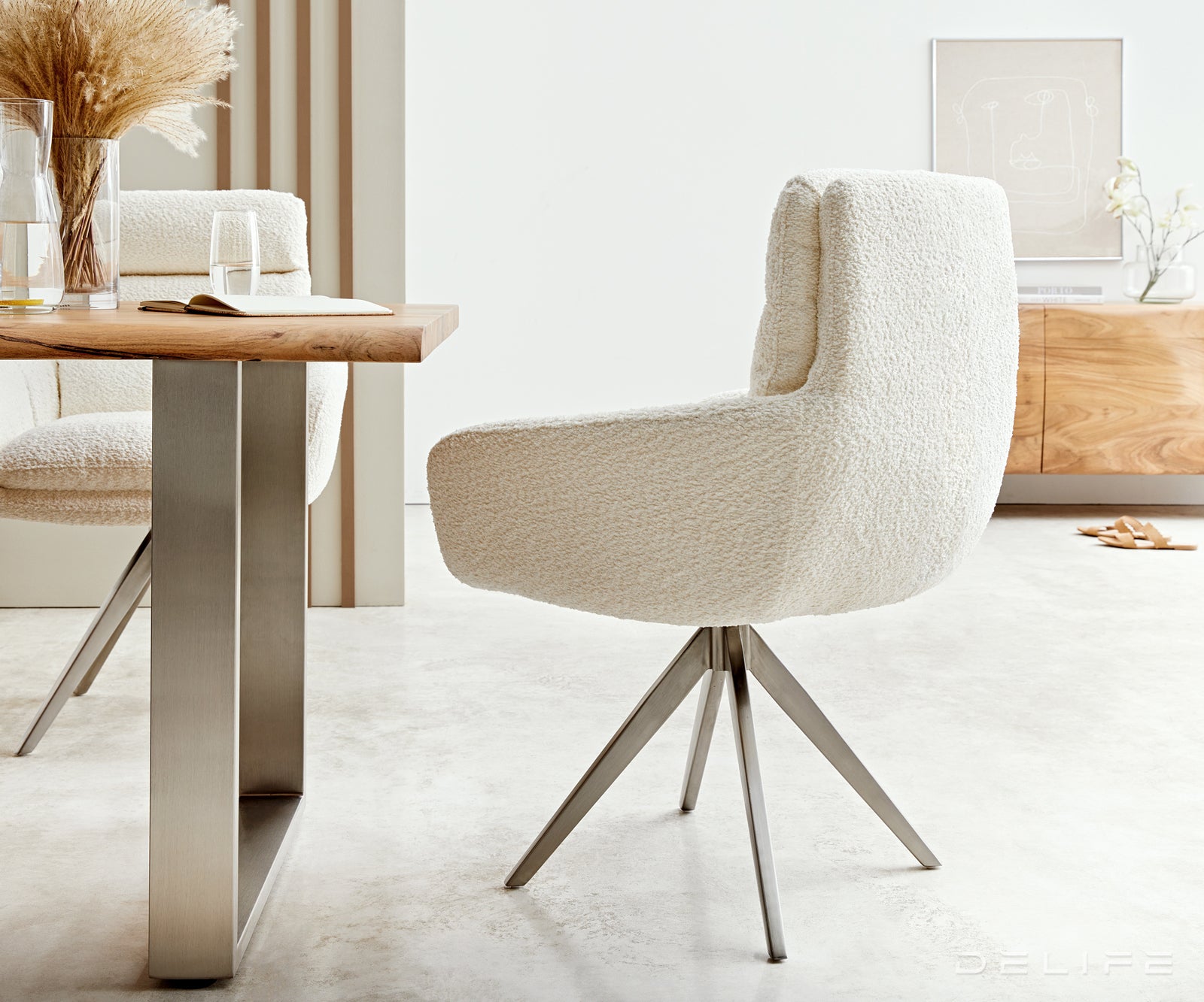 Jedilni stol Abelia z nasloni za roke, Material: Bukle