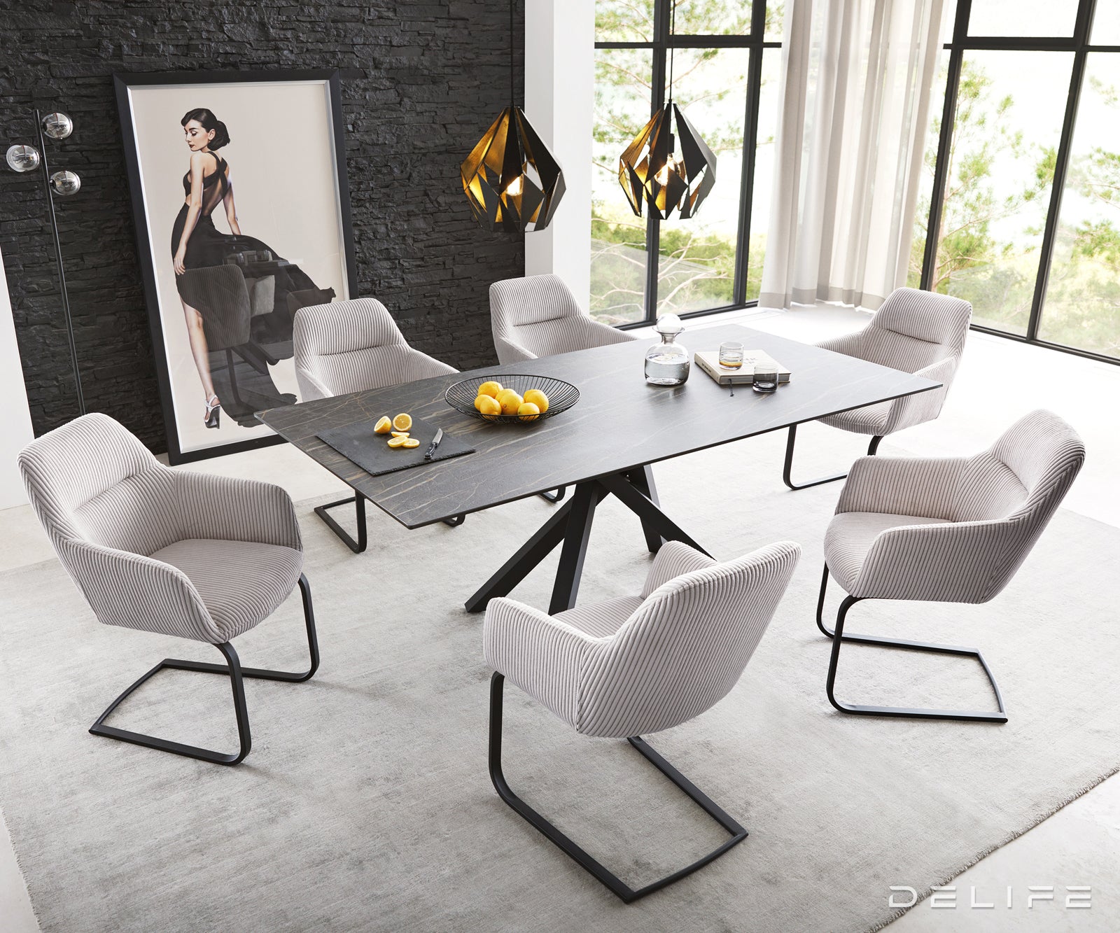 Jedilni stol Pejo, Material: Rebrasta tkanina