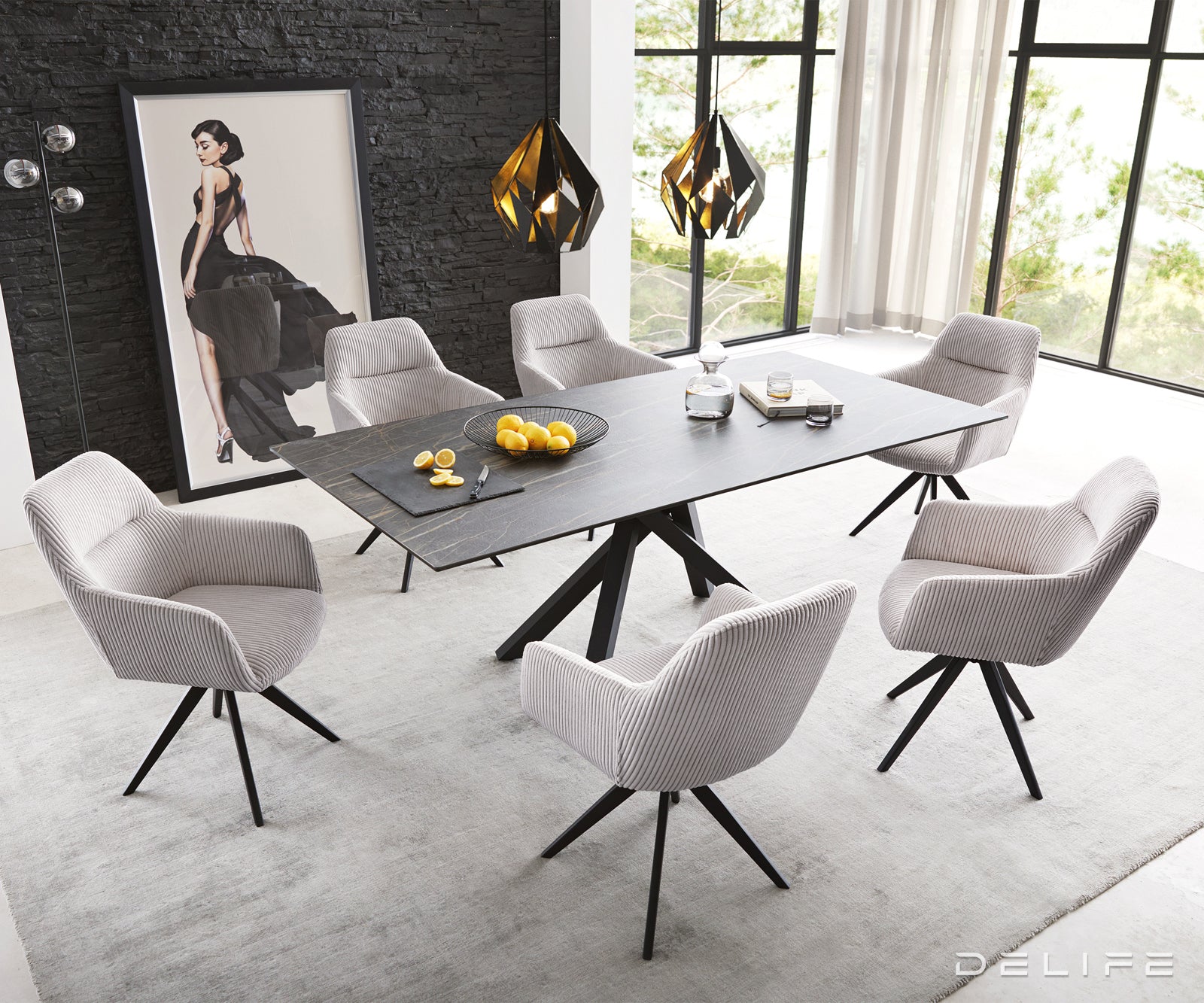 Jedilni stol Pejo, Material: Rebrasta tkanina