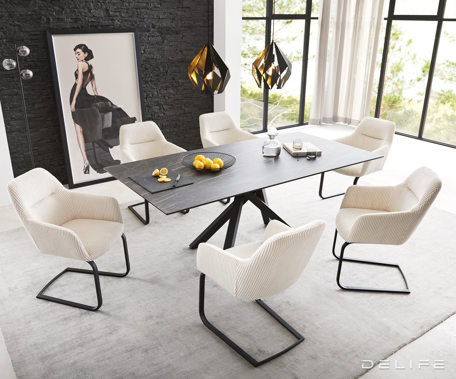 Jedilni stol Pejo, Material: Rebrasta tkanina