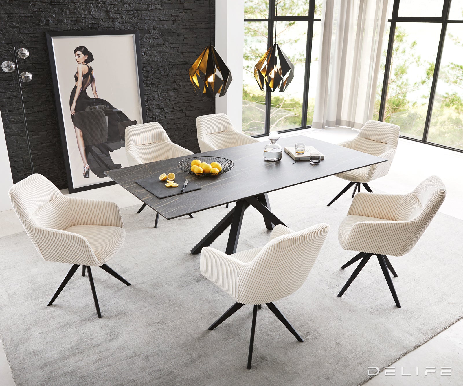 Jedilni stol Pejo, Material: Rebrasta tkanina