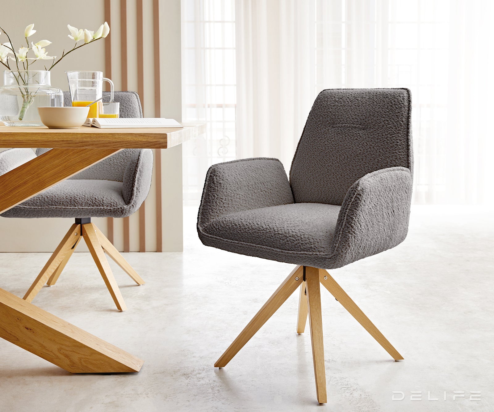 Jedilni stol Zoa, Material: Bukle tkanina