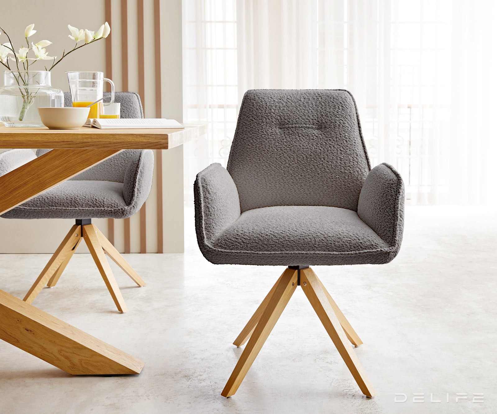 Jedilni stol Zoa, Material: Bukle tkanina