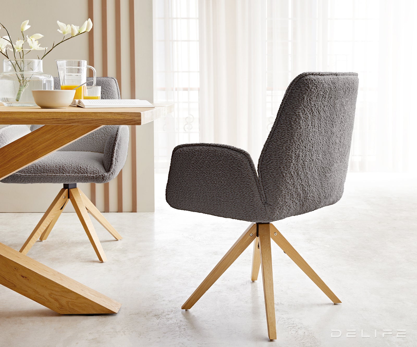 Jedilni stol Zoa, Material: Bukle tkanina