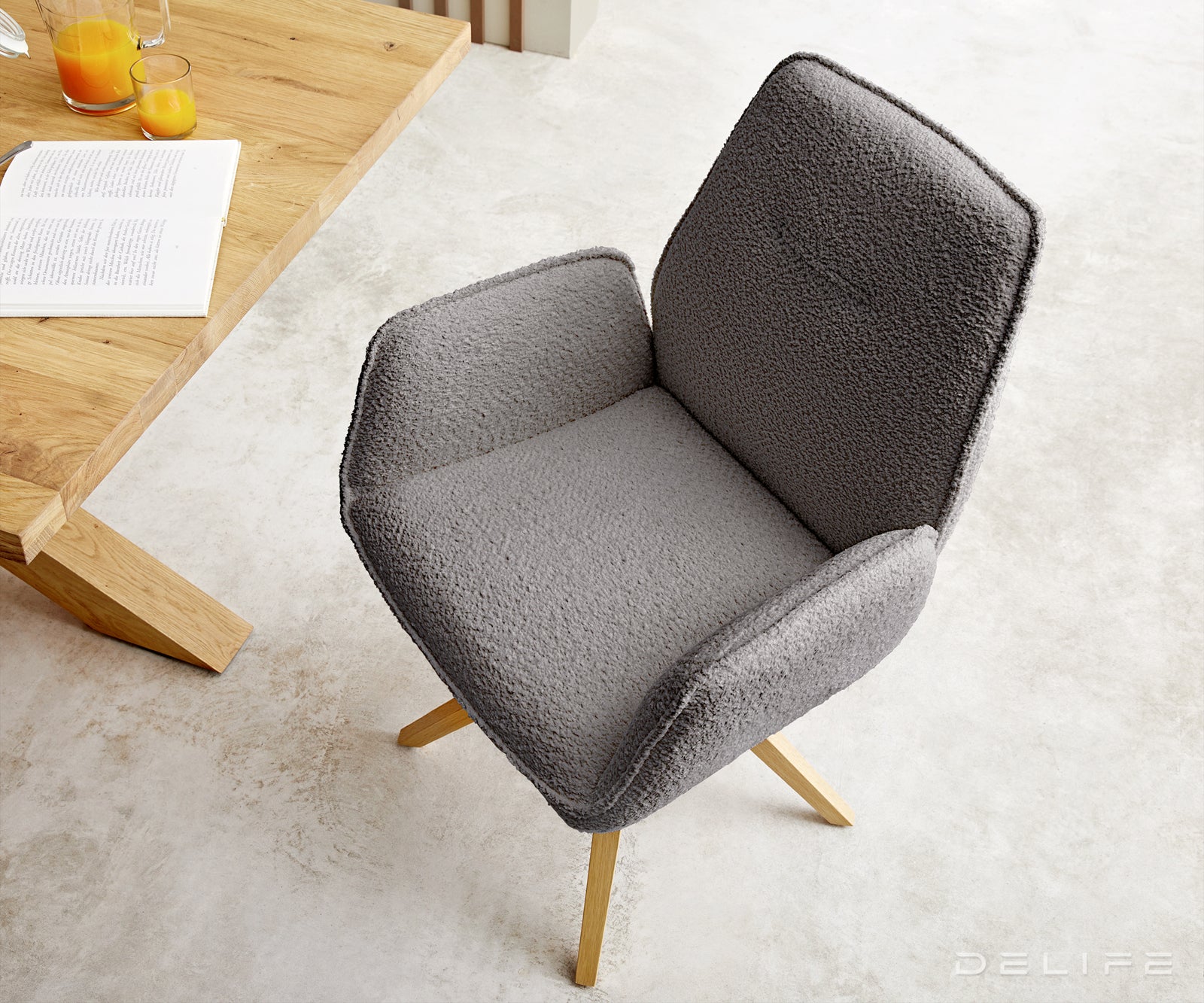 Jedilni stol Zoa, Material: Bukle tkanina