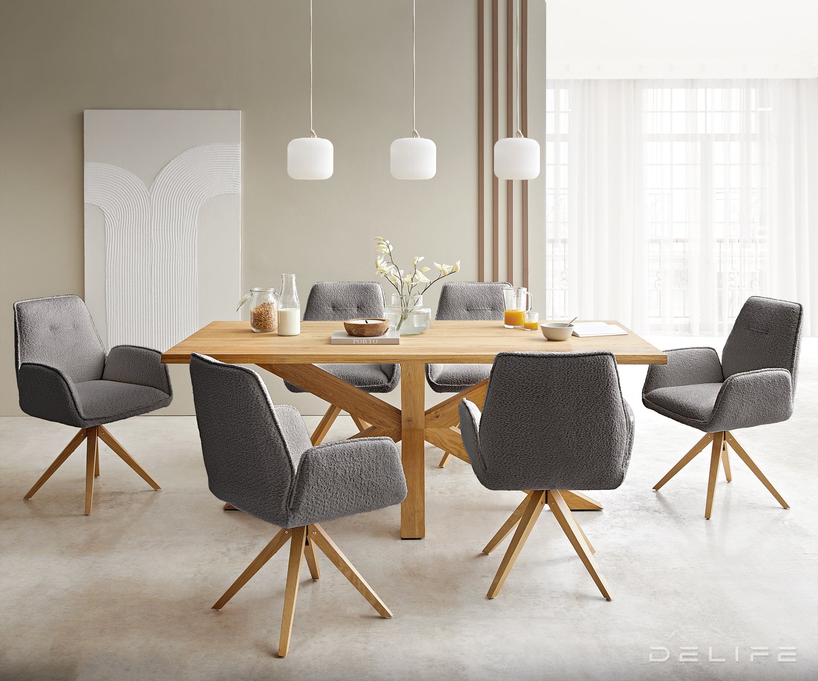 Jedilni stol Zoa, Material: Bukle tkanina