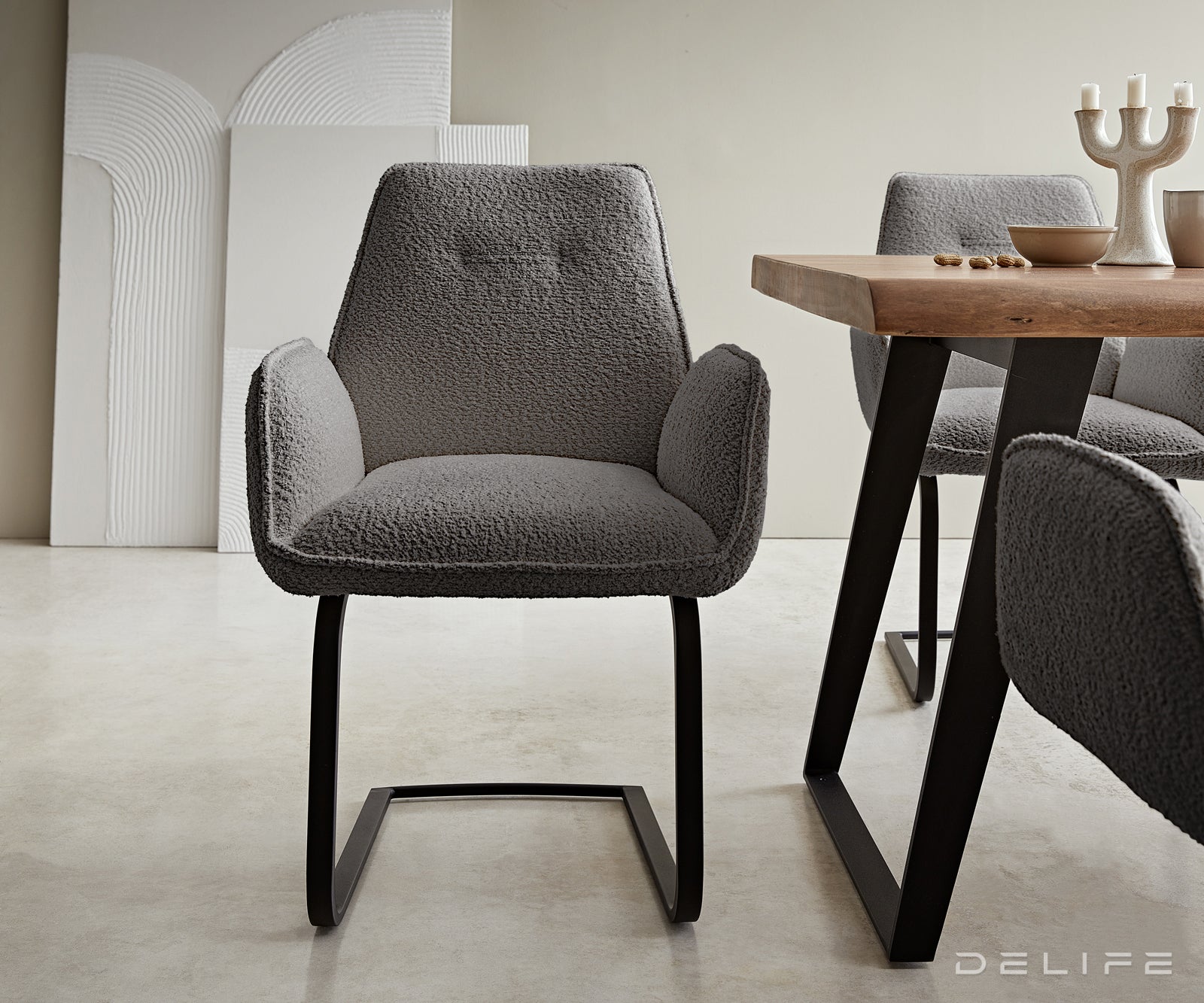 Jedilni stol Zoa, Material: Bukle tkanina