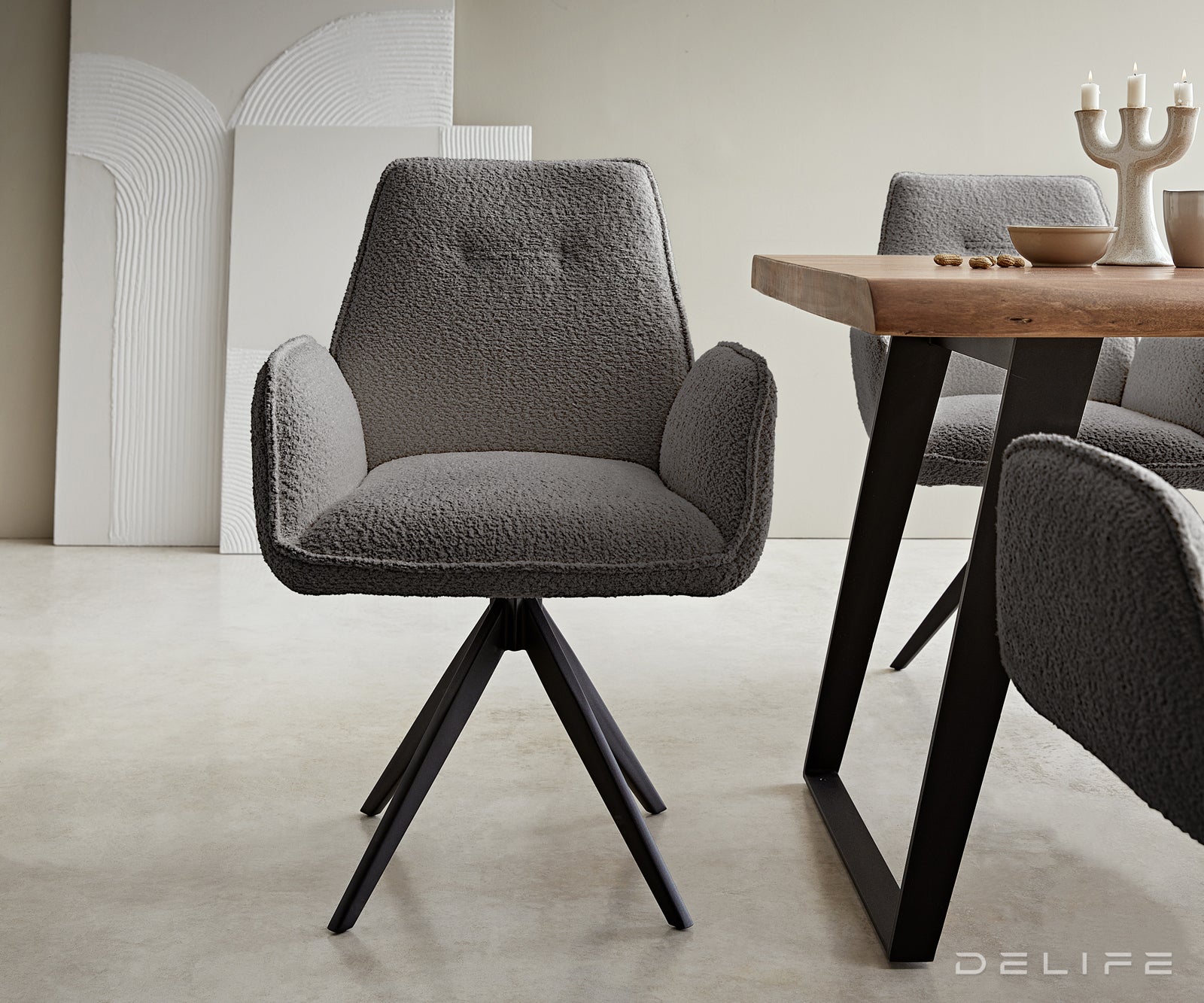 Jedilni stol Zoa, Material: Bukle tkanina