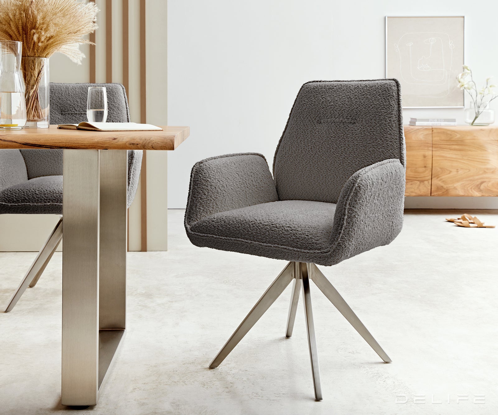 Jedilni stol Zoa, Material: Bukle tkanina