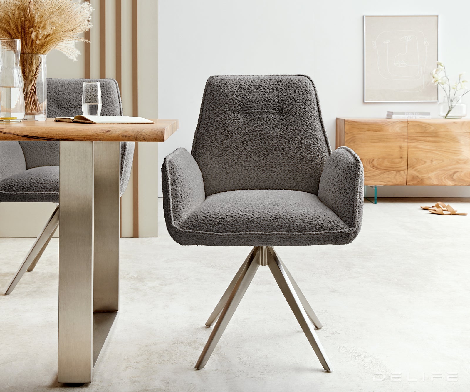 Jedilni stol Zoa, Material: Bukle tkanina