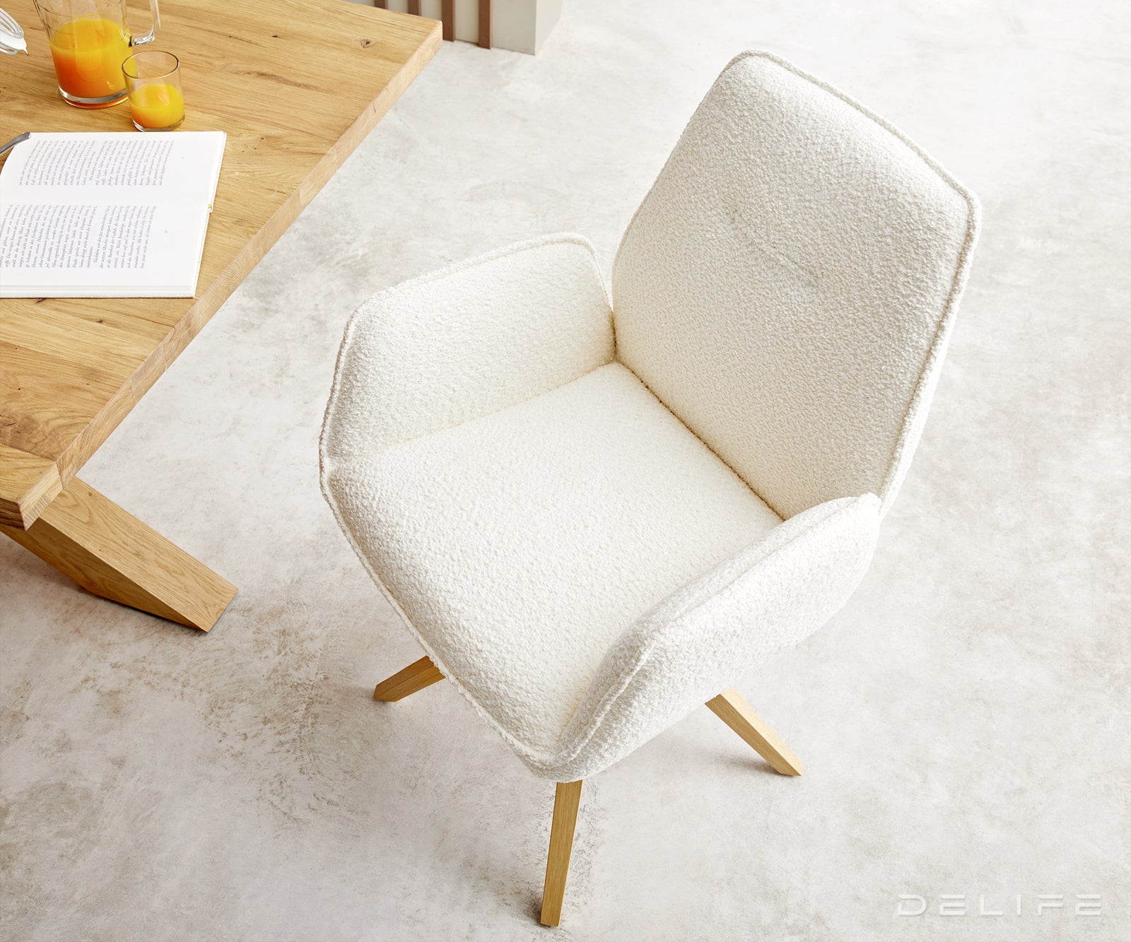 Jedilni stol Zoa, Material: Bukle tkanina