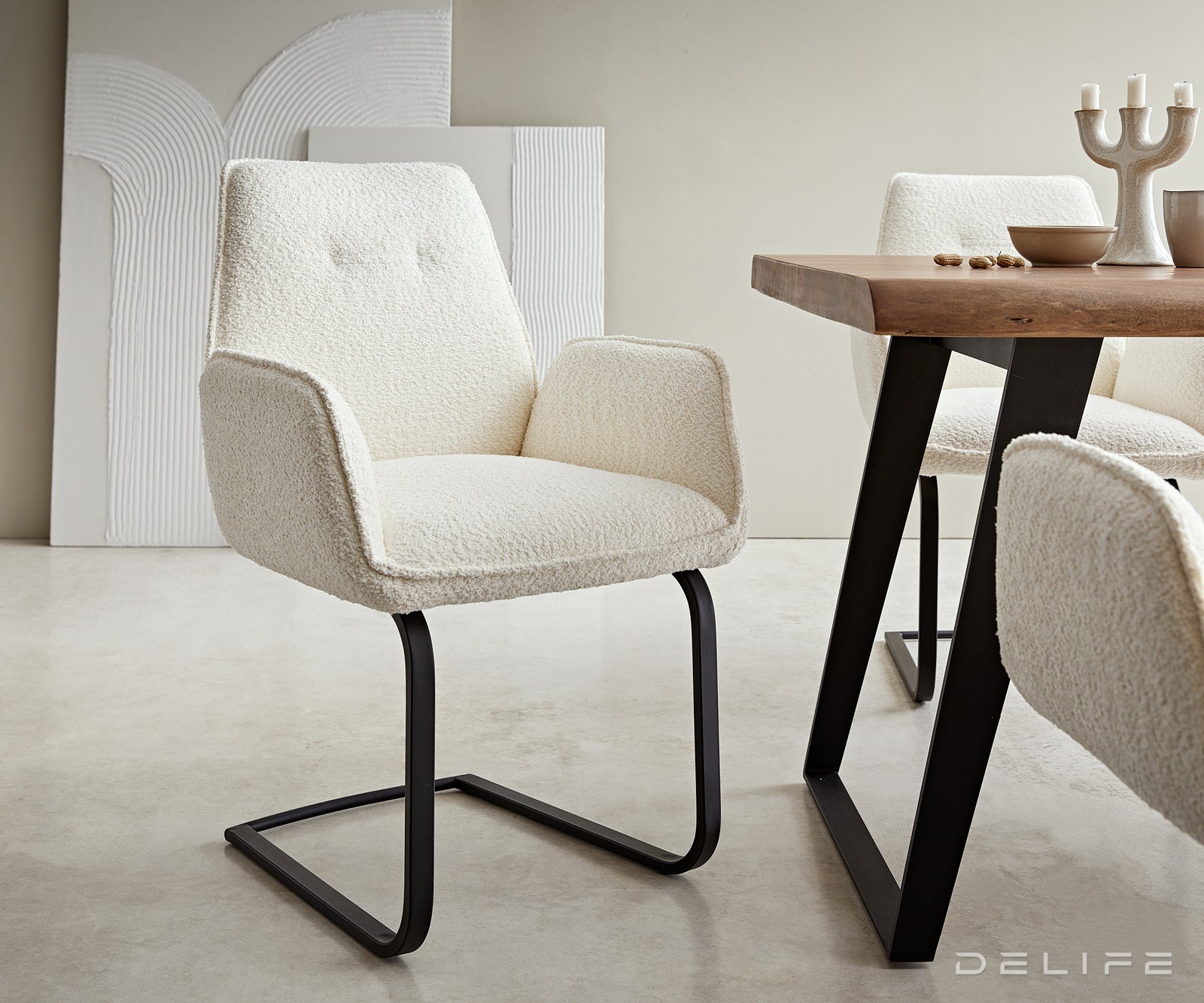 Jedilni stol Zoa, Material: Bukle tkanina