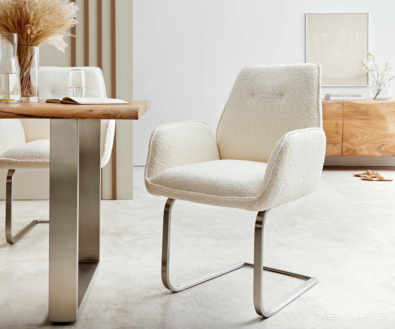 Jedilni stol Zoa, Material: Bukle tkanina