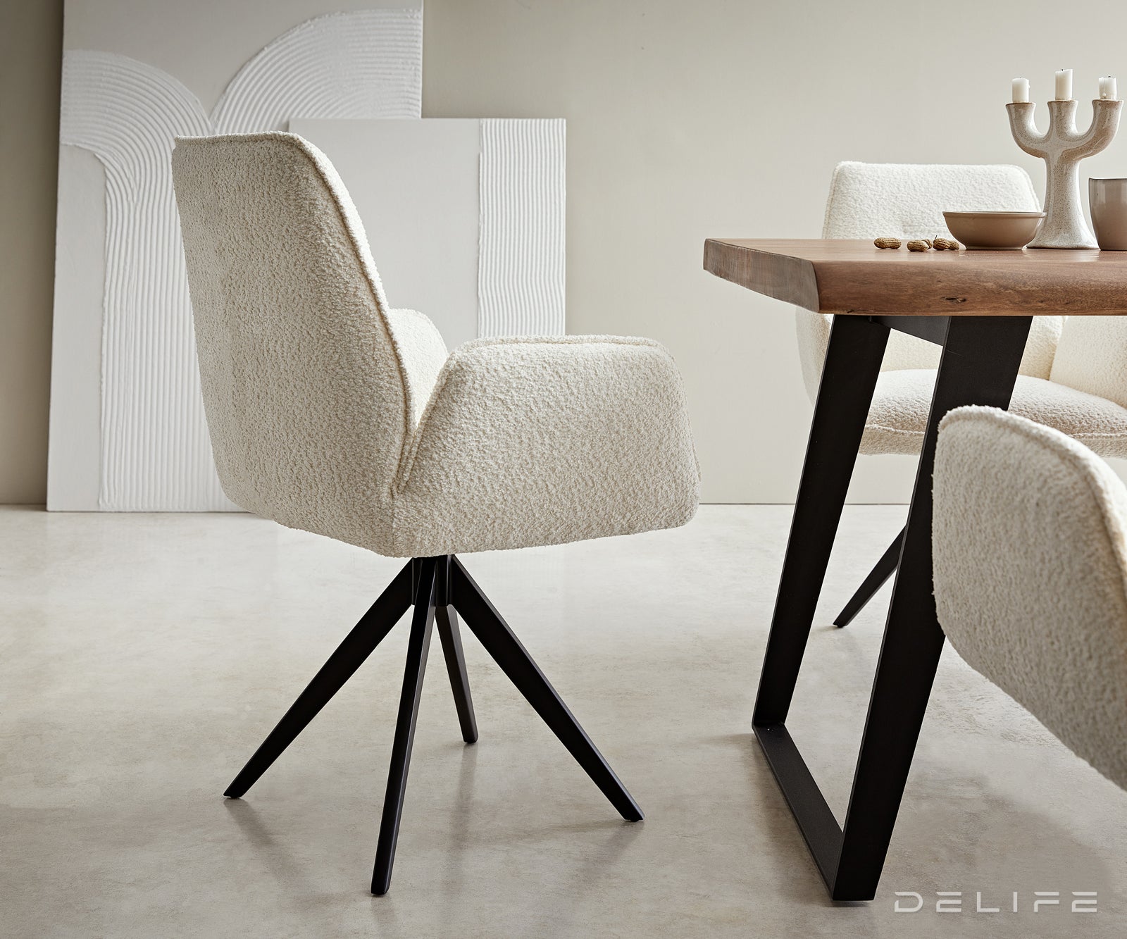 Jedilni stol Zoa, Material: Bukle tkanina