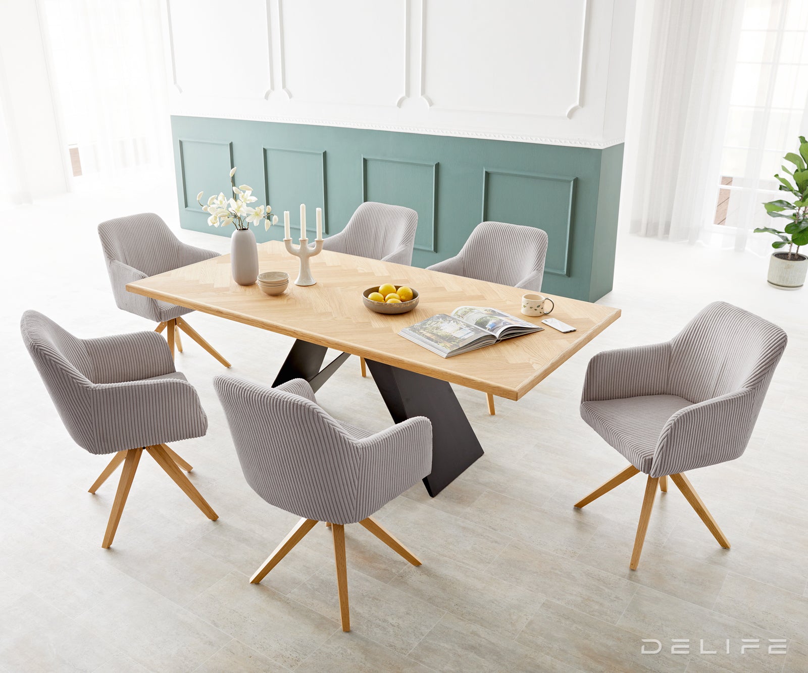 Jedilni stol Greg, Material: Rebrasta tkanina