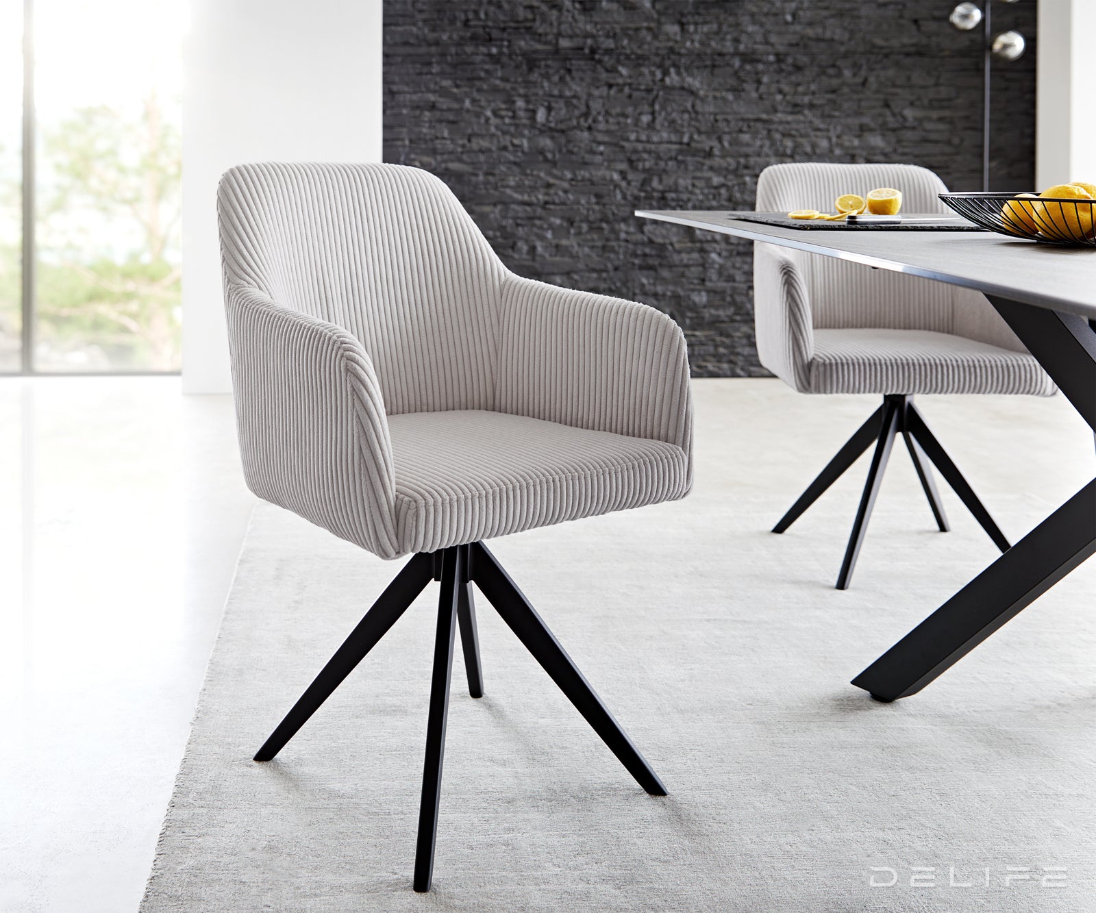 Jedilni stol Greg, Material: Rebrasta tkanina