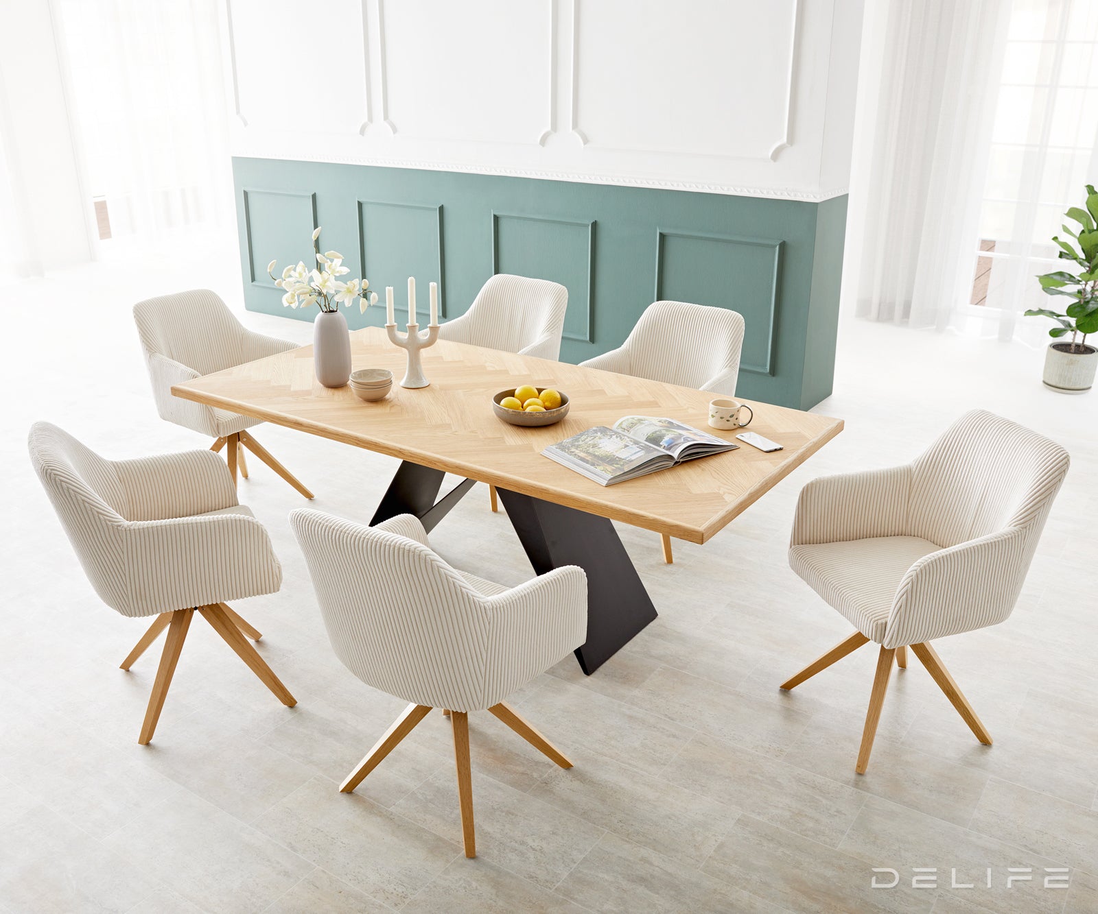 Jedilni stol Greg, Material: Rebrasta tkanina