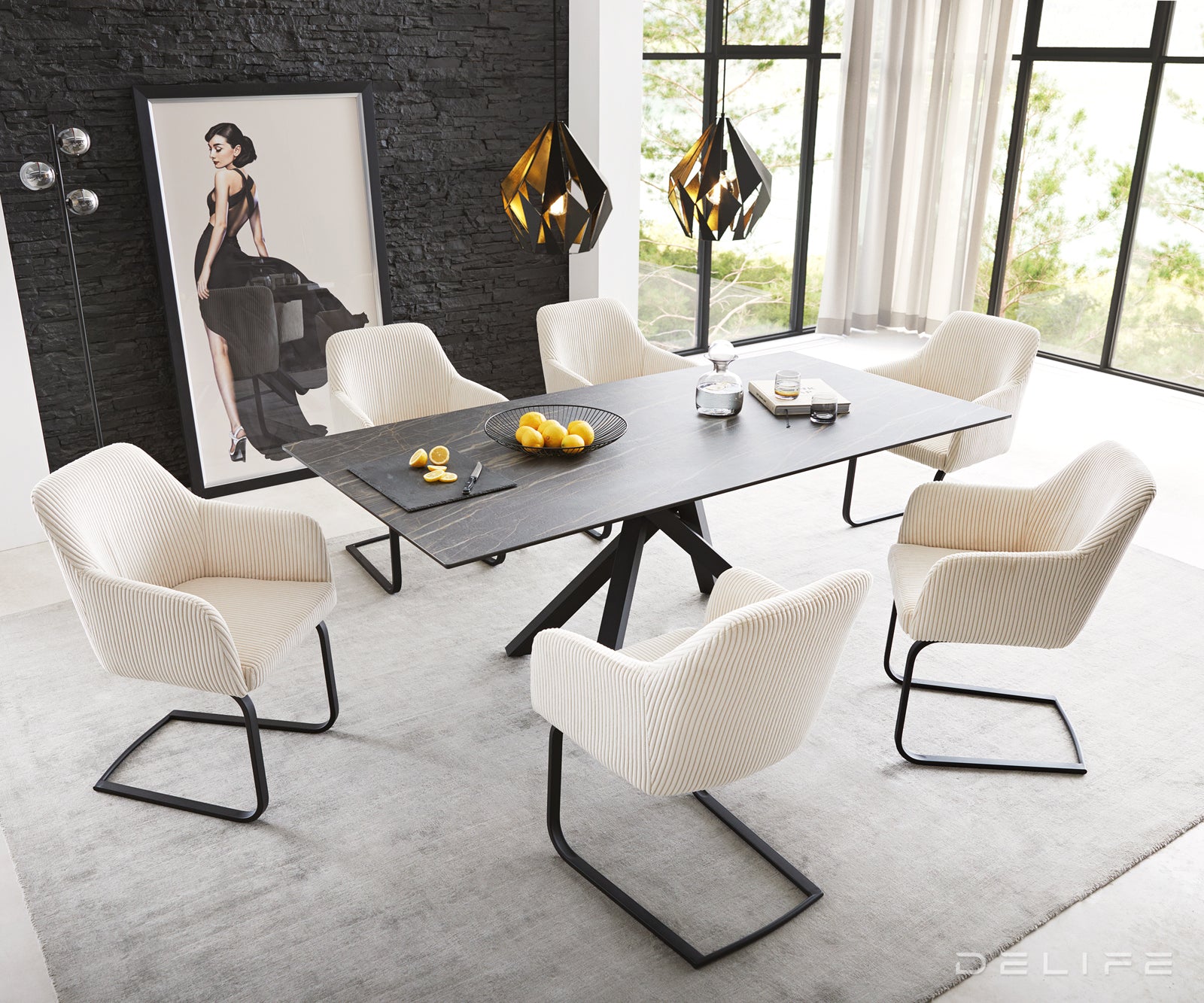 Jedilni stol Greg, Material: Rebrasta tkanina