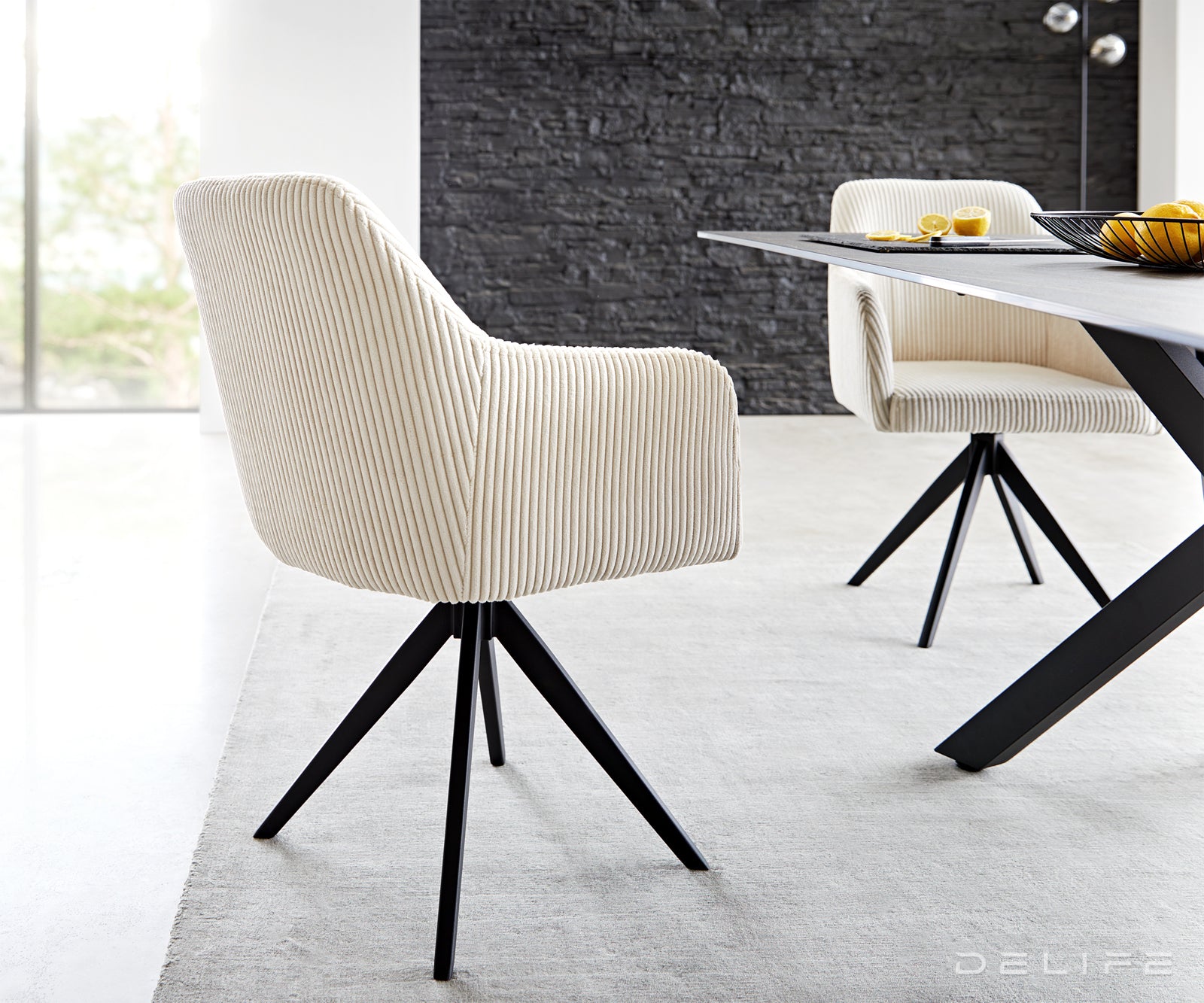 Jedilni stol Greg, Material: Rebrasta tkanina