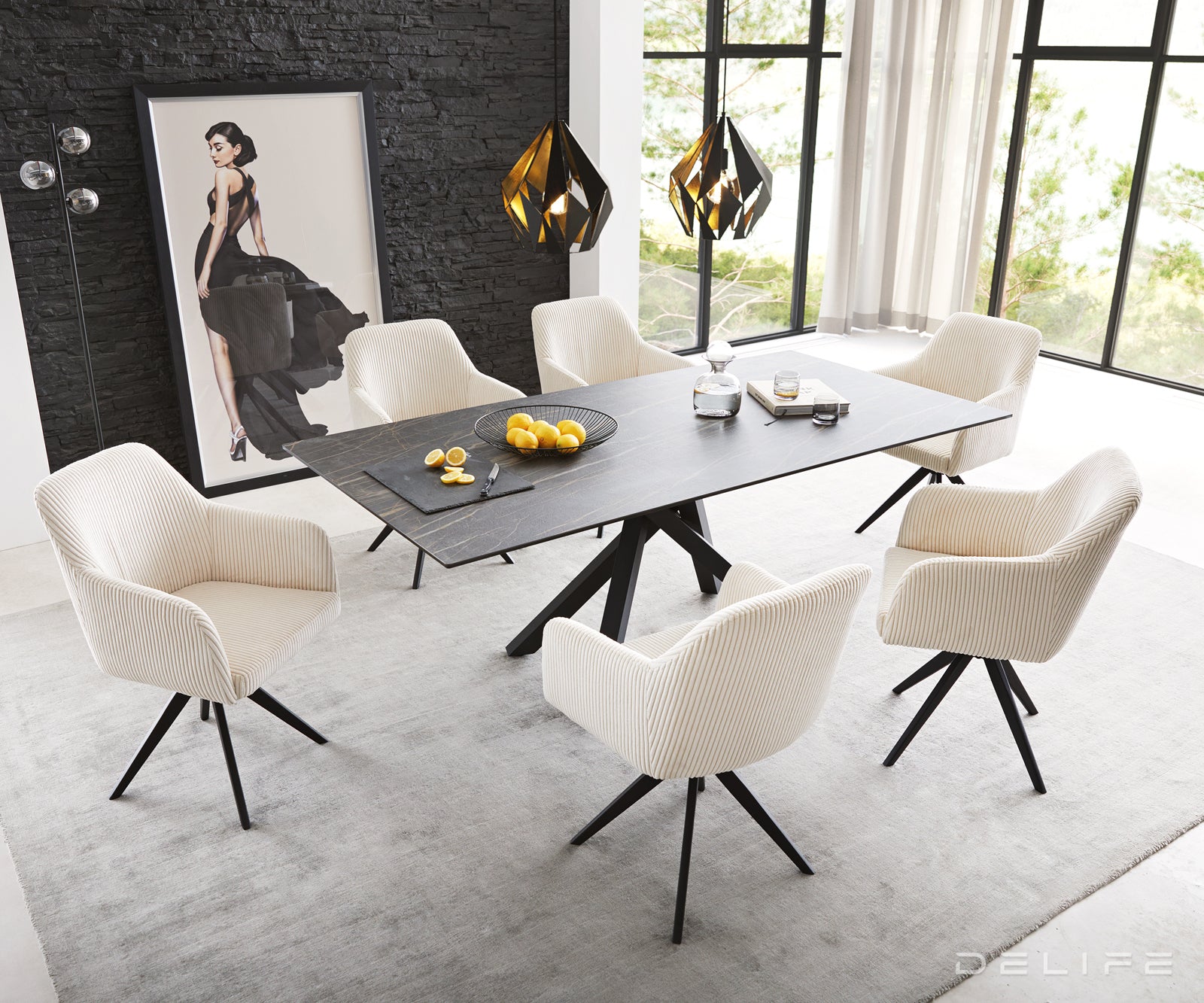 Jedilni stol Greg, Material: Rebrasta tkanina