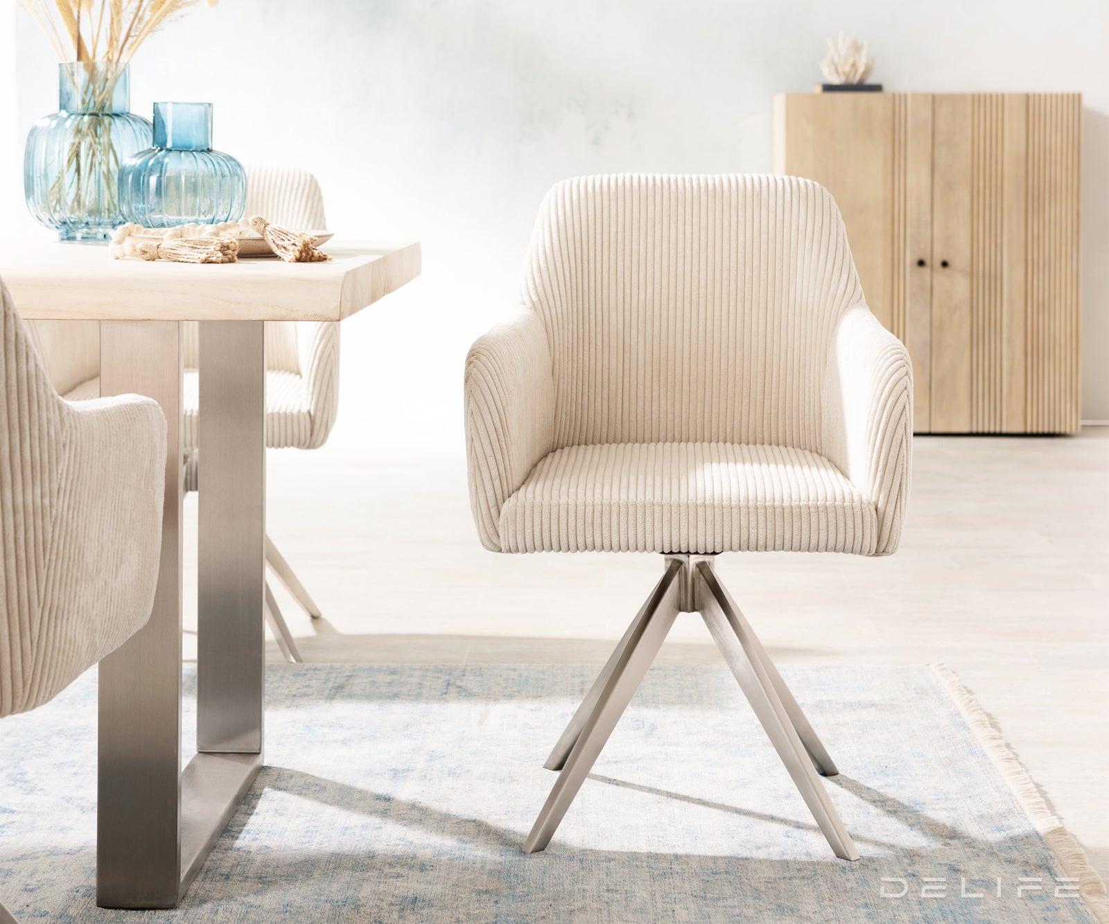 Jedilni stol Greg, Material: Rebrasta tkanina