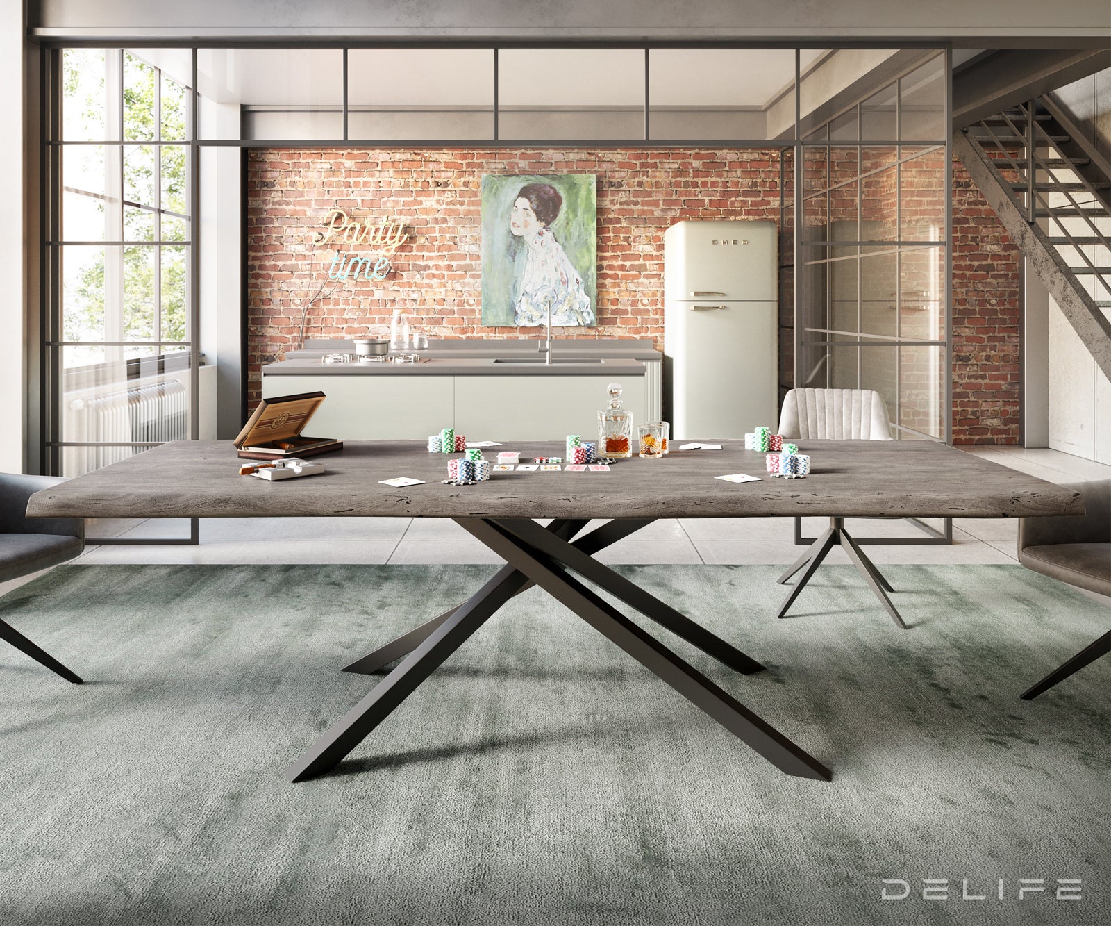 Jedilna miza z robom, Material: Akacija, Debelina deske: 5,5 cm