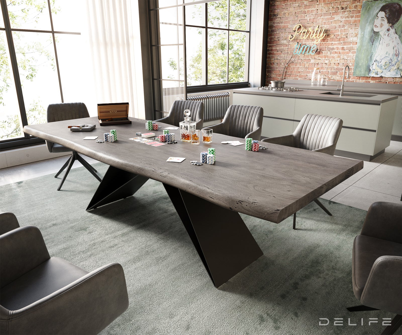 Jedilna miza z robom, Material: Akacija, Debelina deske: 5,5 cm