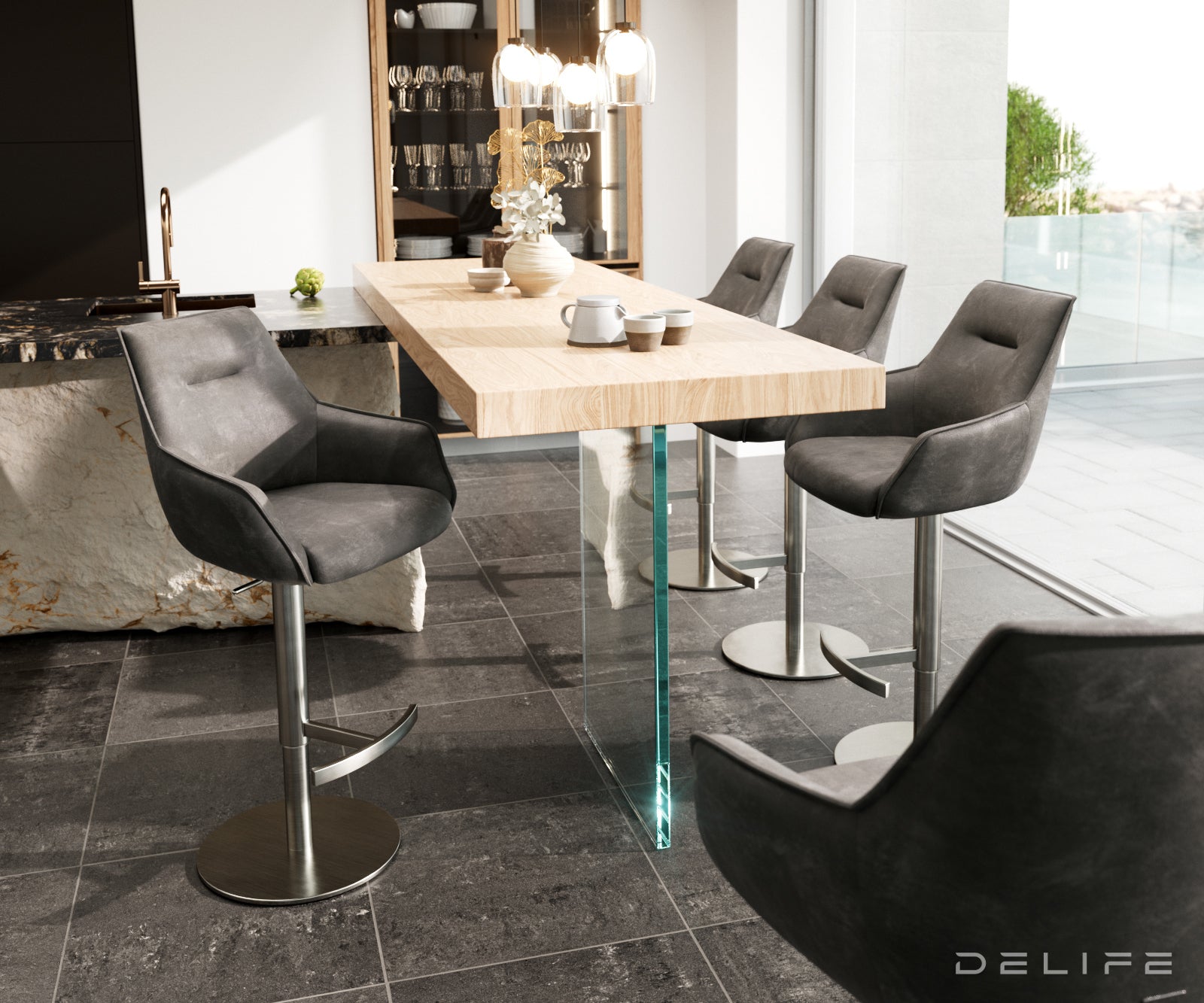 Barski stol Alja Flex, Material: Mikrofibra