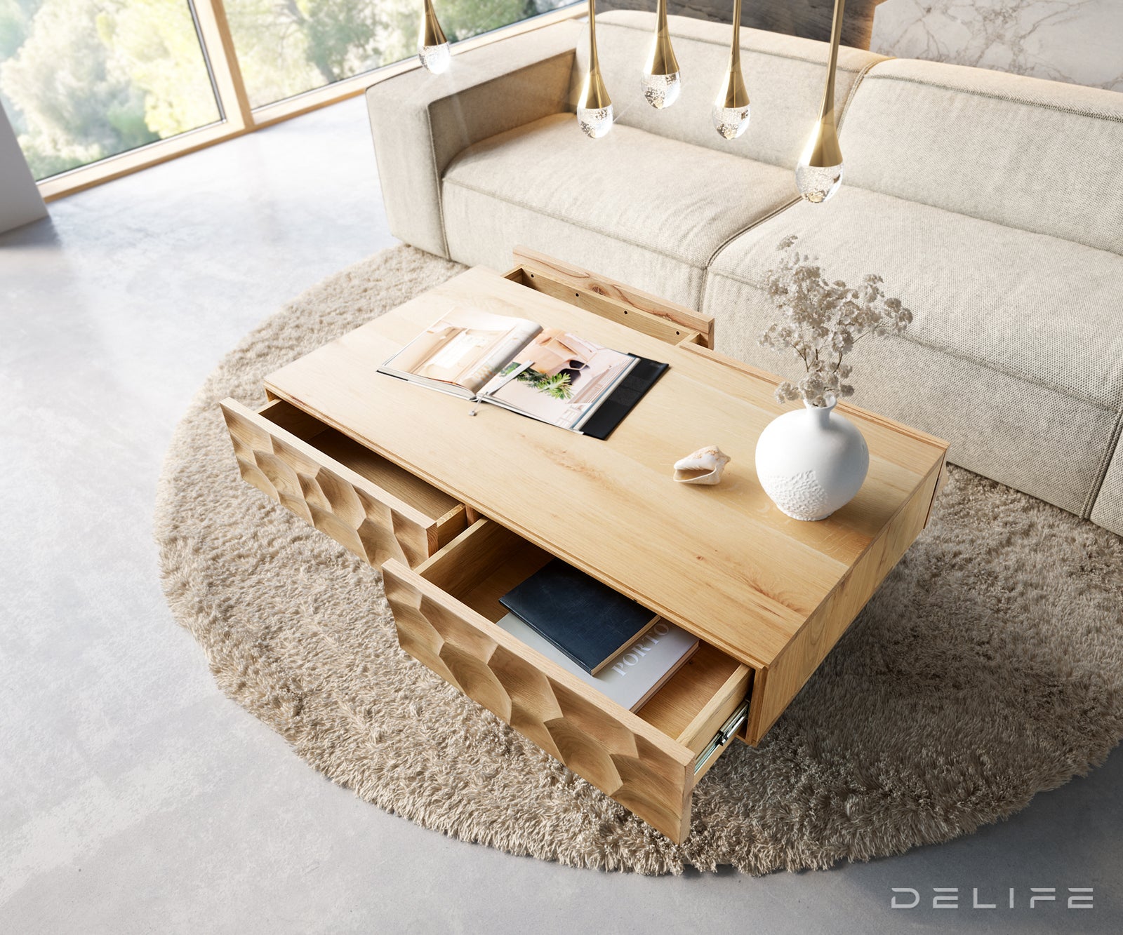 Klubska mizica Solu 120x70cm, Material: Hrast