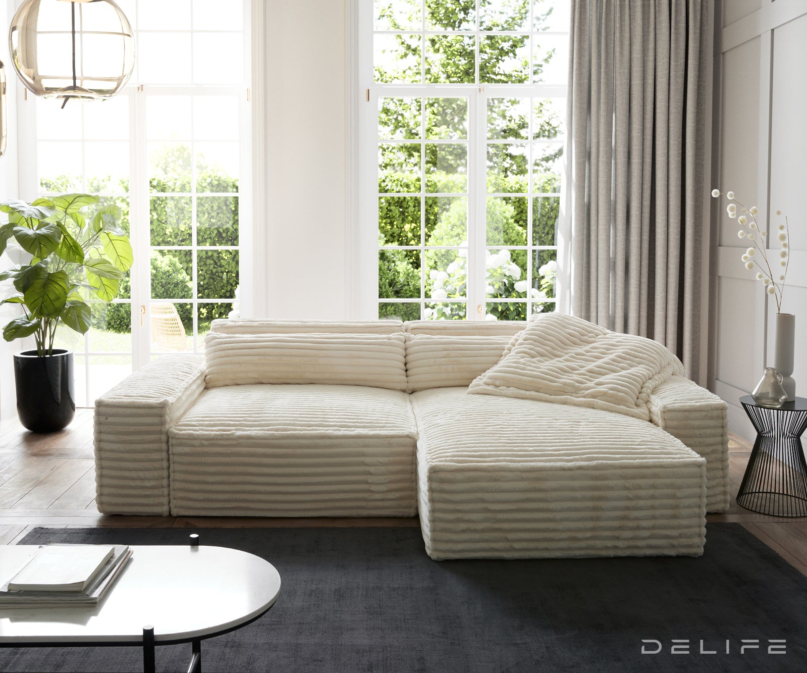 Kotna sedežna garnitura Sirpio XL 266x173cm, Material: Plišasto rebrasto blago