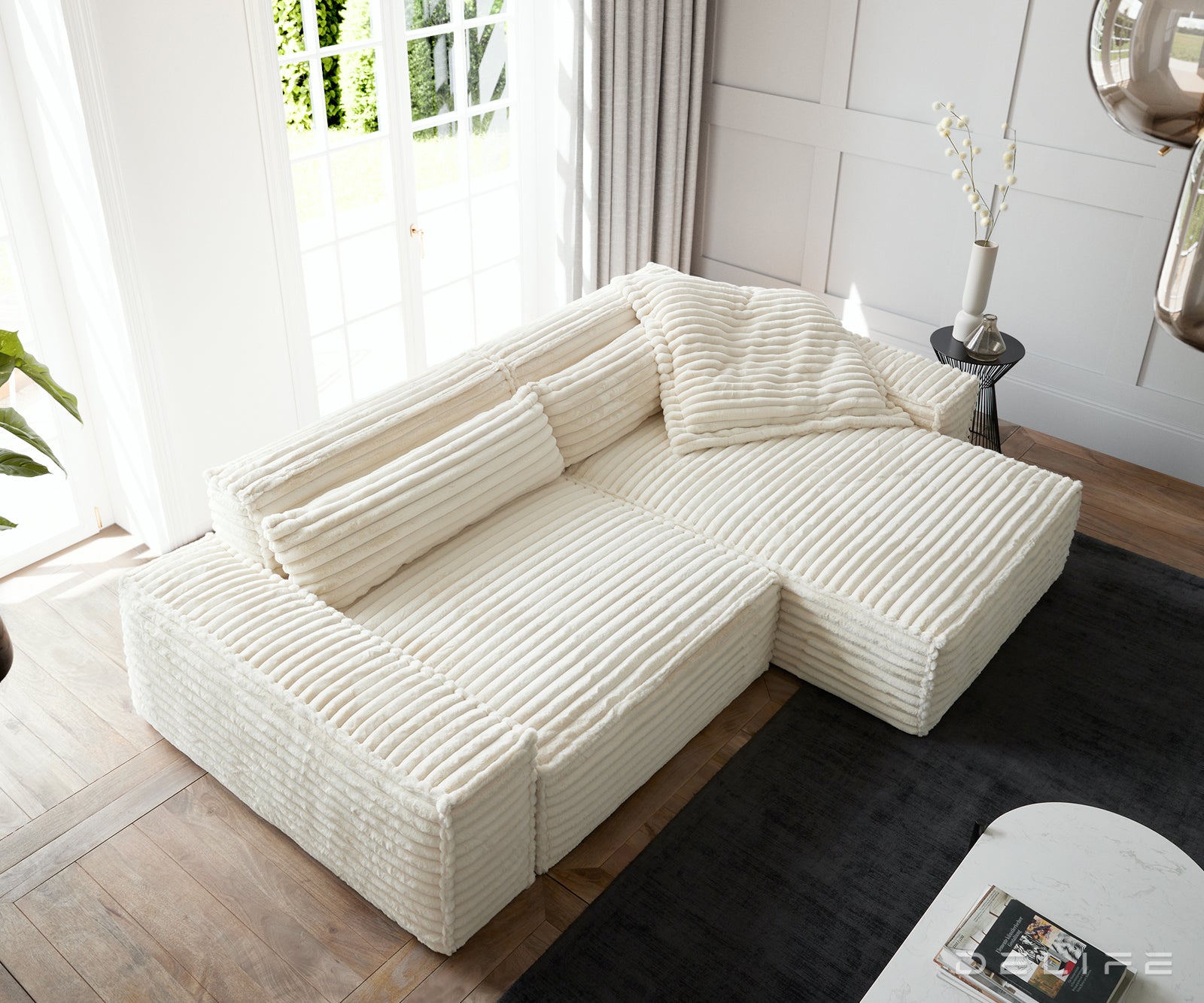 Kotna sedežna garnitura Sirpio XL 266x173cm, Material: Plišasto rebrasto blago