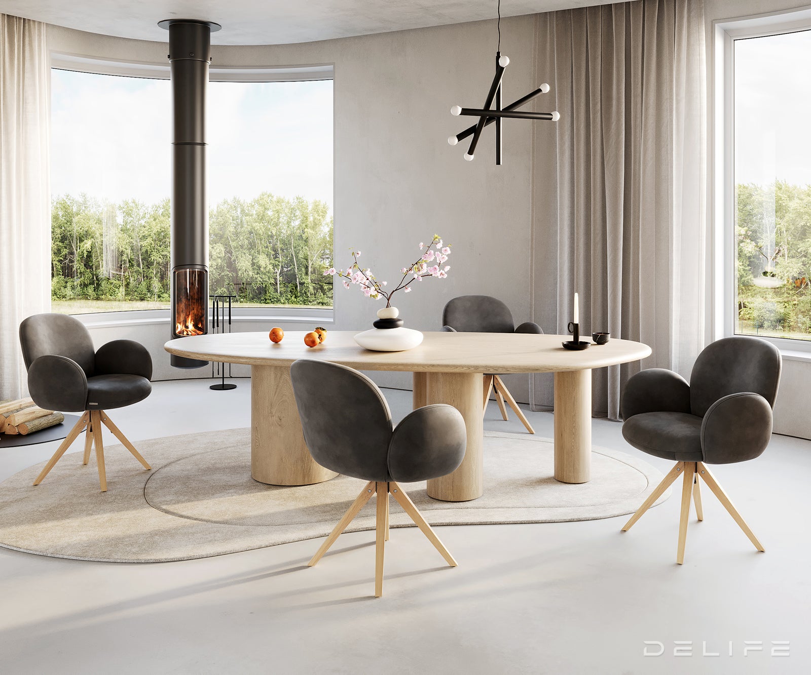 Jedilni stol z nasloni za roke Nube, Material: Mikrofibra