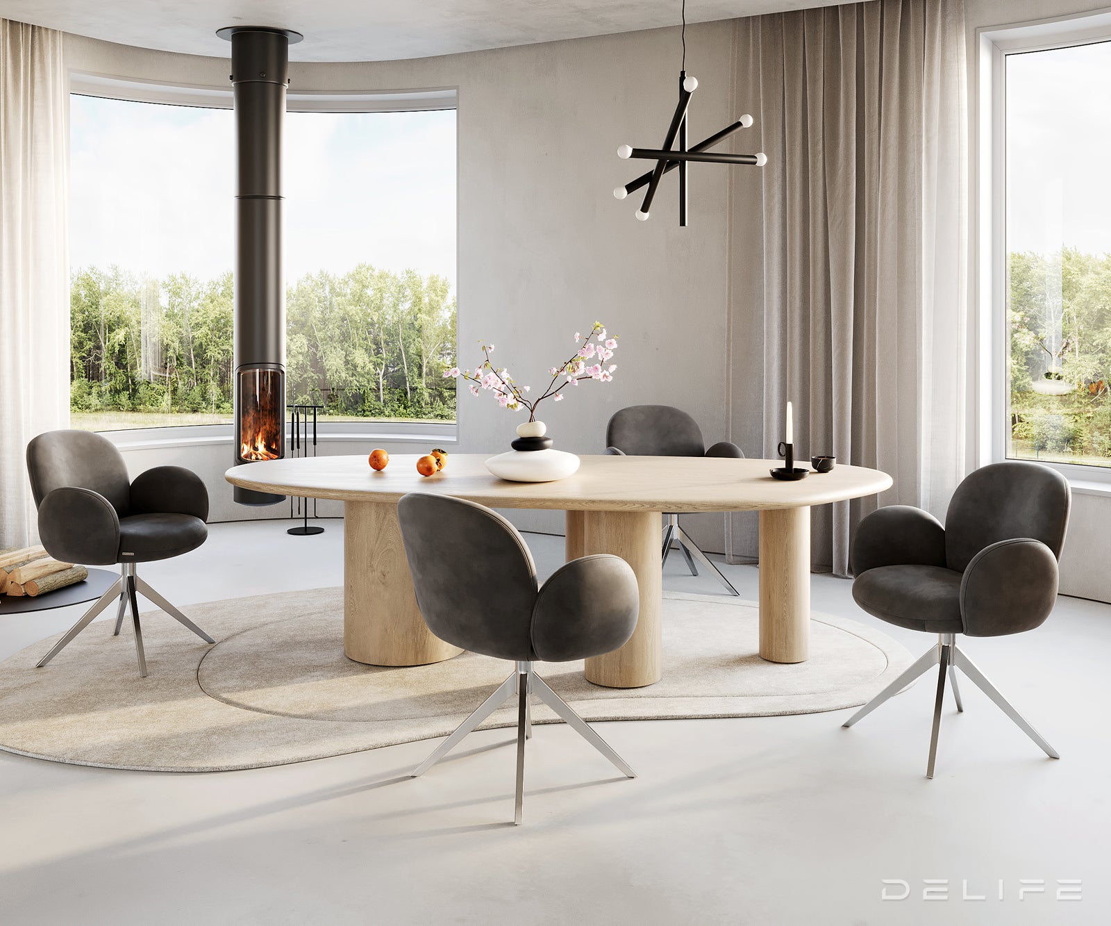 Jedilni stol z nasloni za roke Nube, Material: Mikrofibra