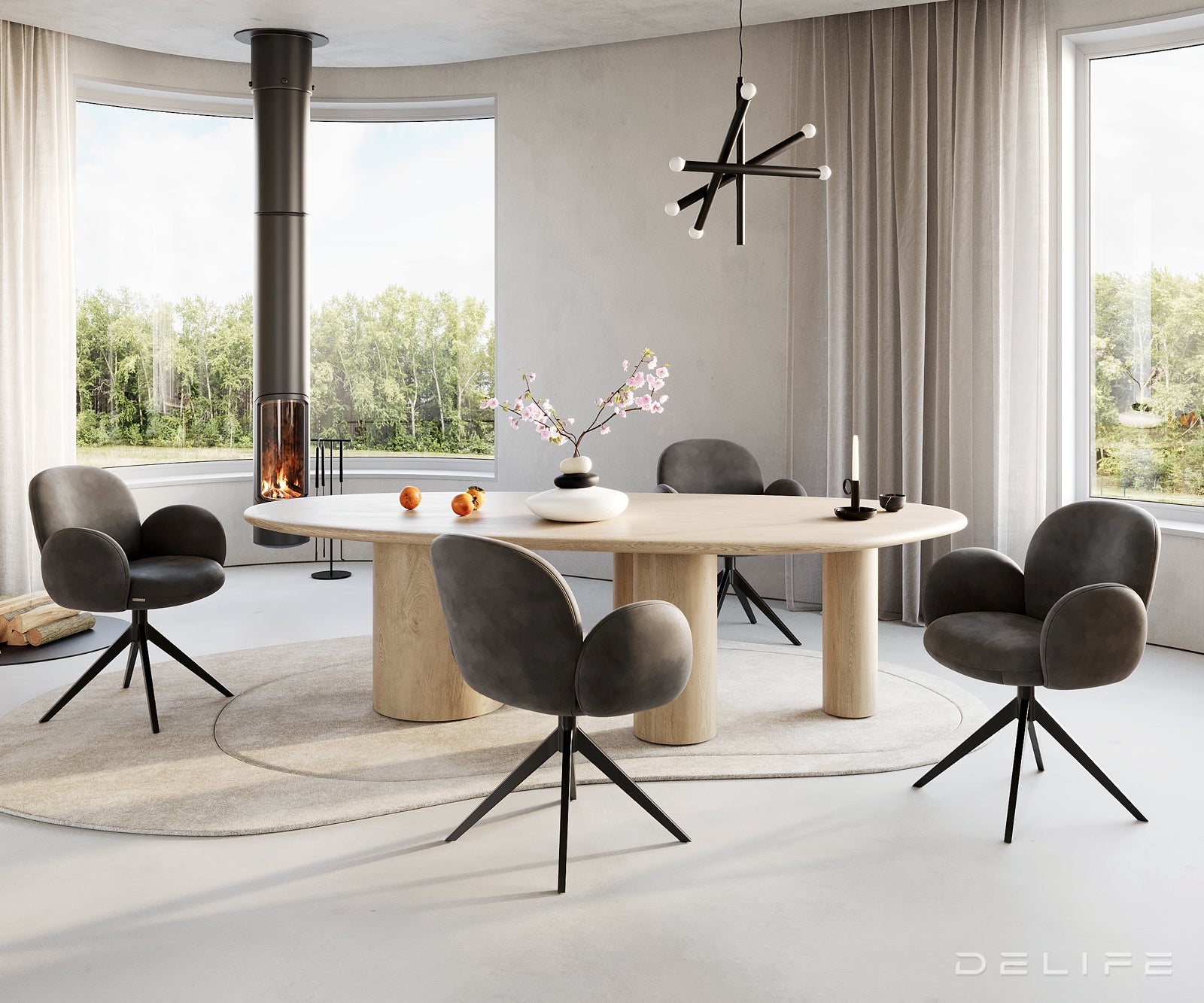 Jedilni stol z nasloni za roke Nube, Material: Mikrofibra