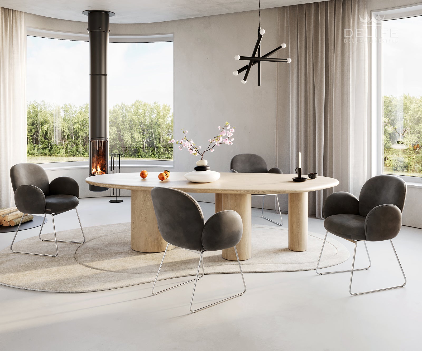 Jedilni stol z nasloni za roke Nube, Material: Mikrofibra