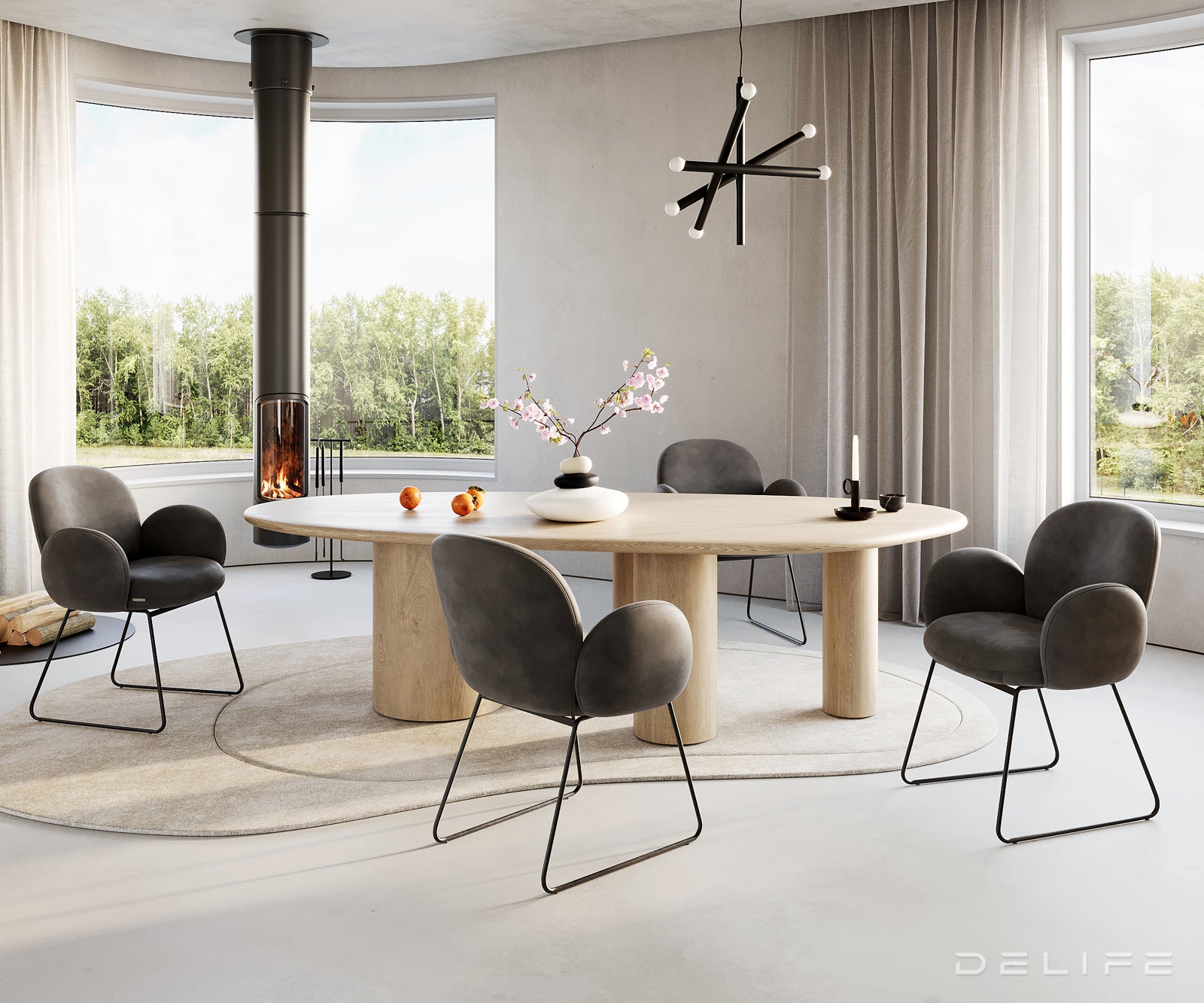 Jedilni stol z nasloni za roke Nube, Material: Mikrofibra