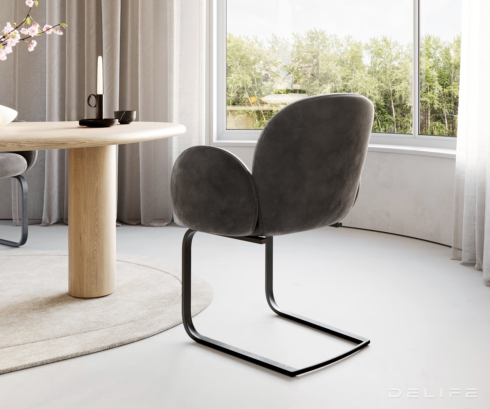 Jedilni stol z nasloni za roke Nube, Material: Mikrofibra